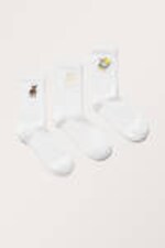 White Embroidered Mix - 3-pack Embroidered Socks - 0