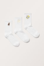 Vit broderad mix - 3-pack broderade strumpor - 0