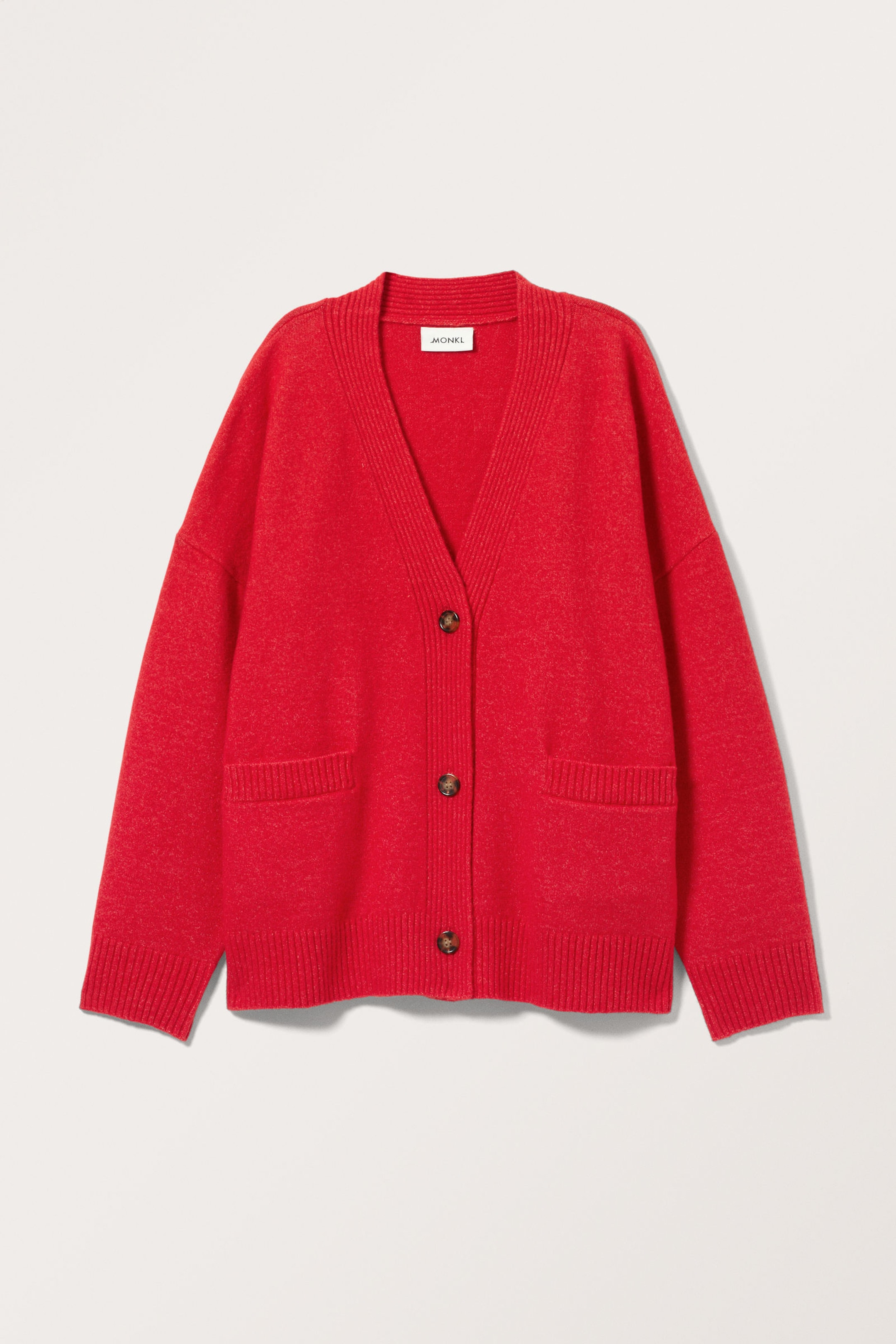 Hellrot meliert - Locker geschnittene Strickjacke - 3