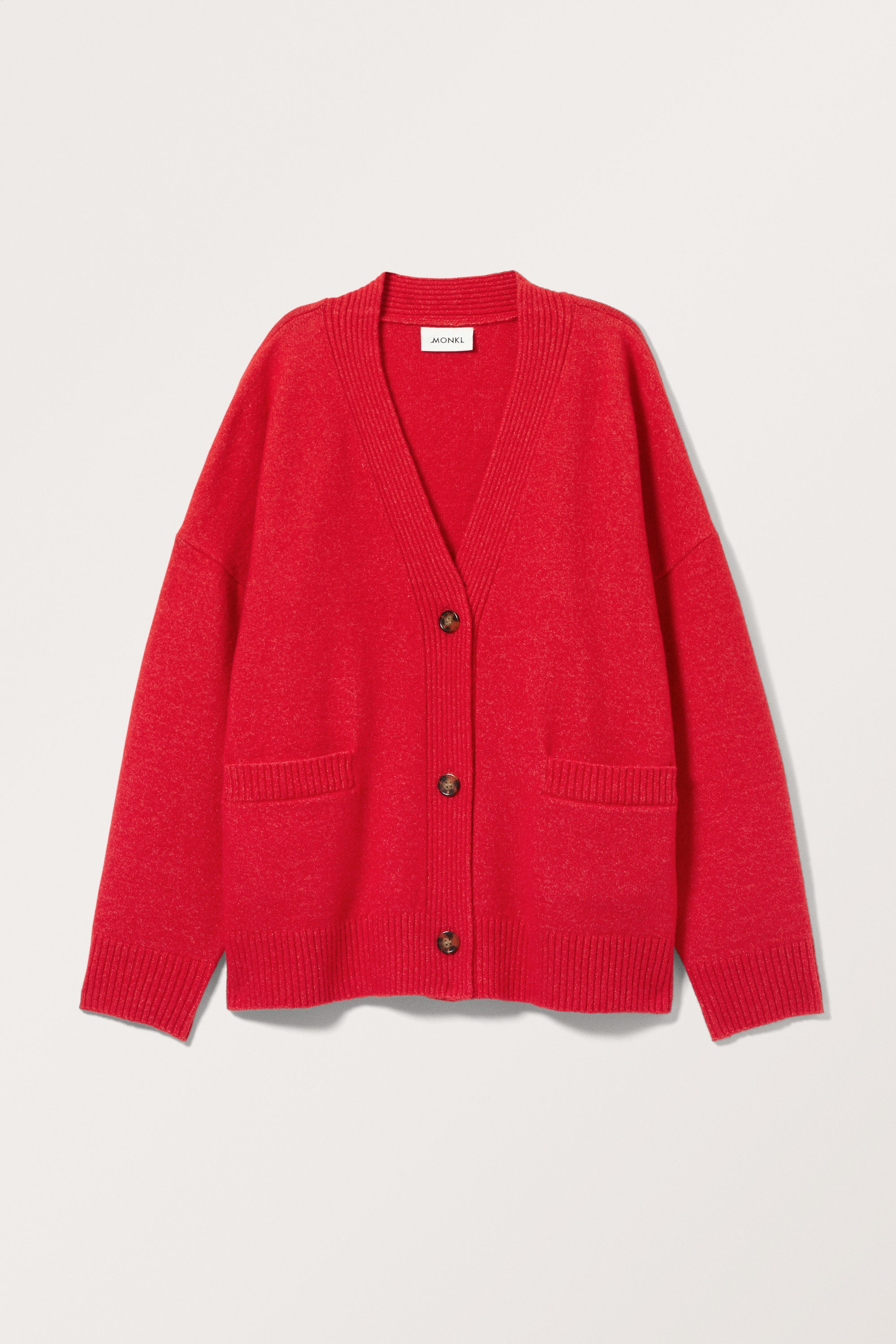 Bright Red Melange - Relaxed knitted cardigan - 0