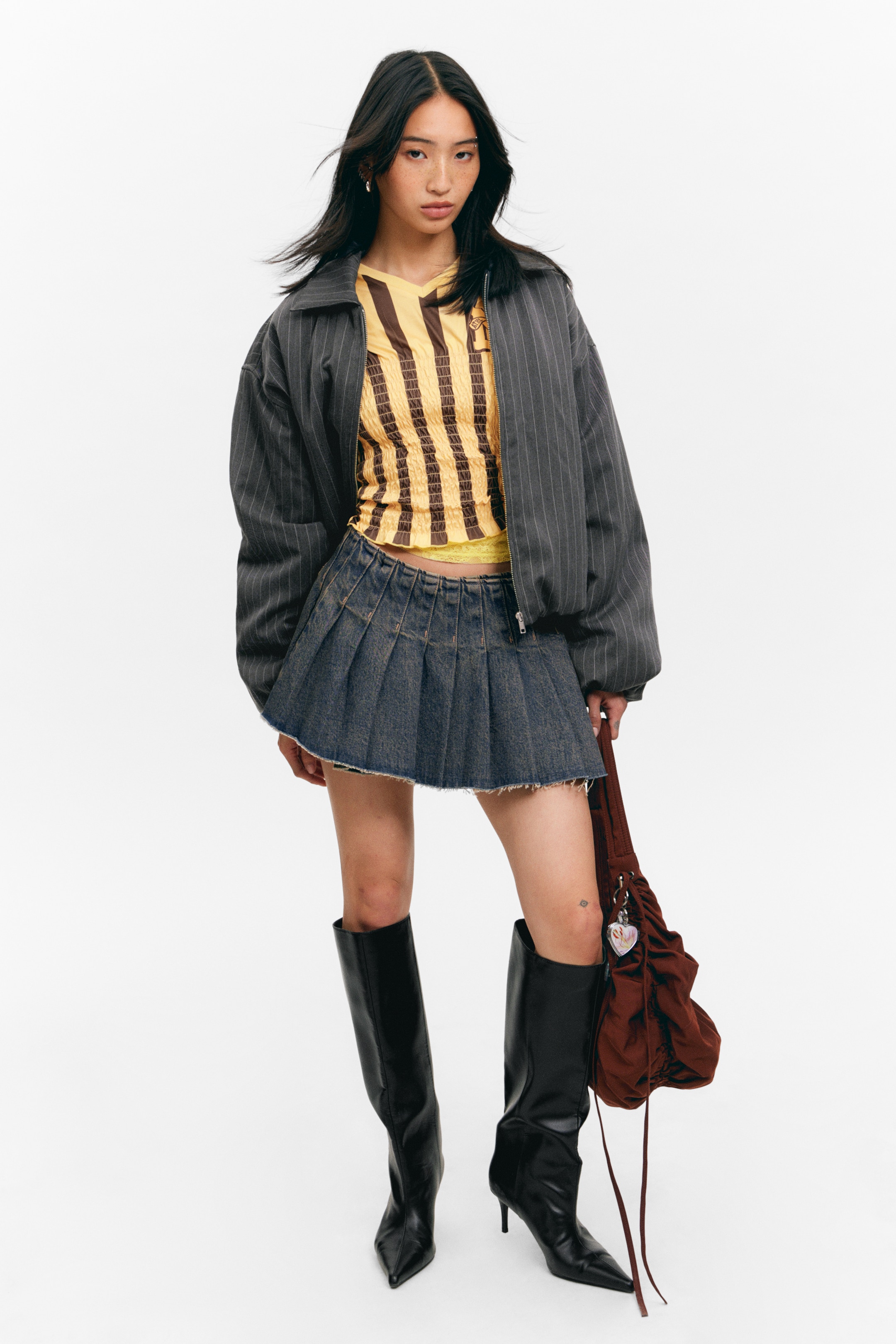 Visualizza immagine più grande: Bomber in tessuto per abiti imbottito - Grigio scuro a righe - DONNA | H&M IT 1