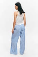 Striped Blue - Wide-Leg Cotton Twill Trousers - 4