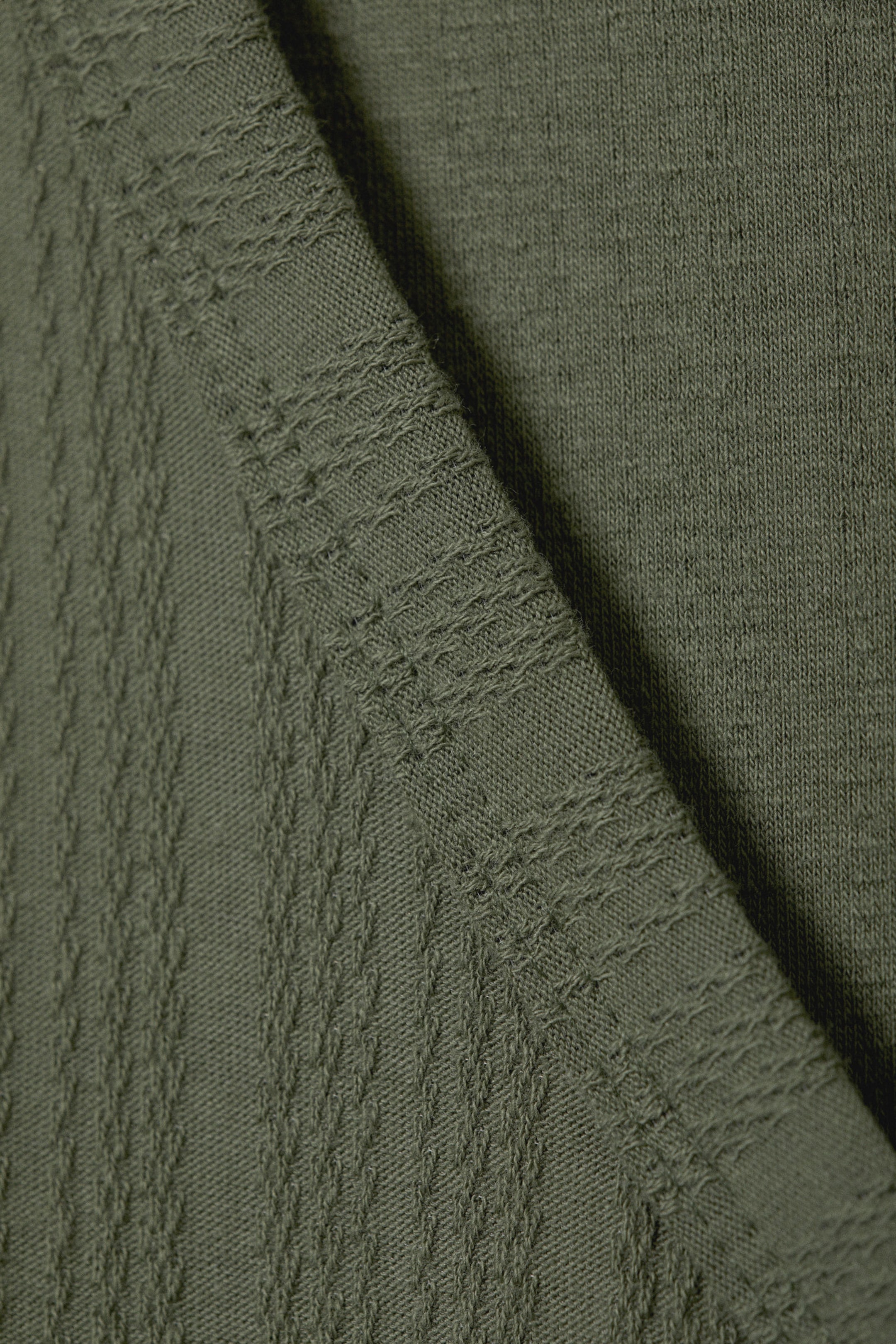Dark Khaki Green - Long-Sleeved V-neck Mini Dress - 5