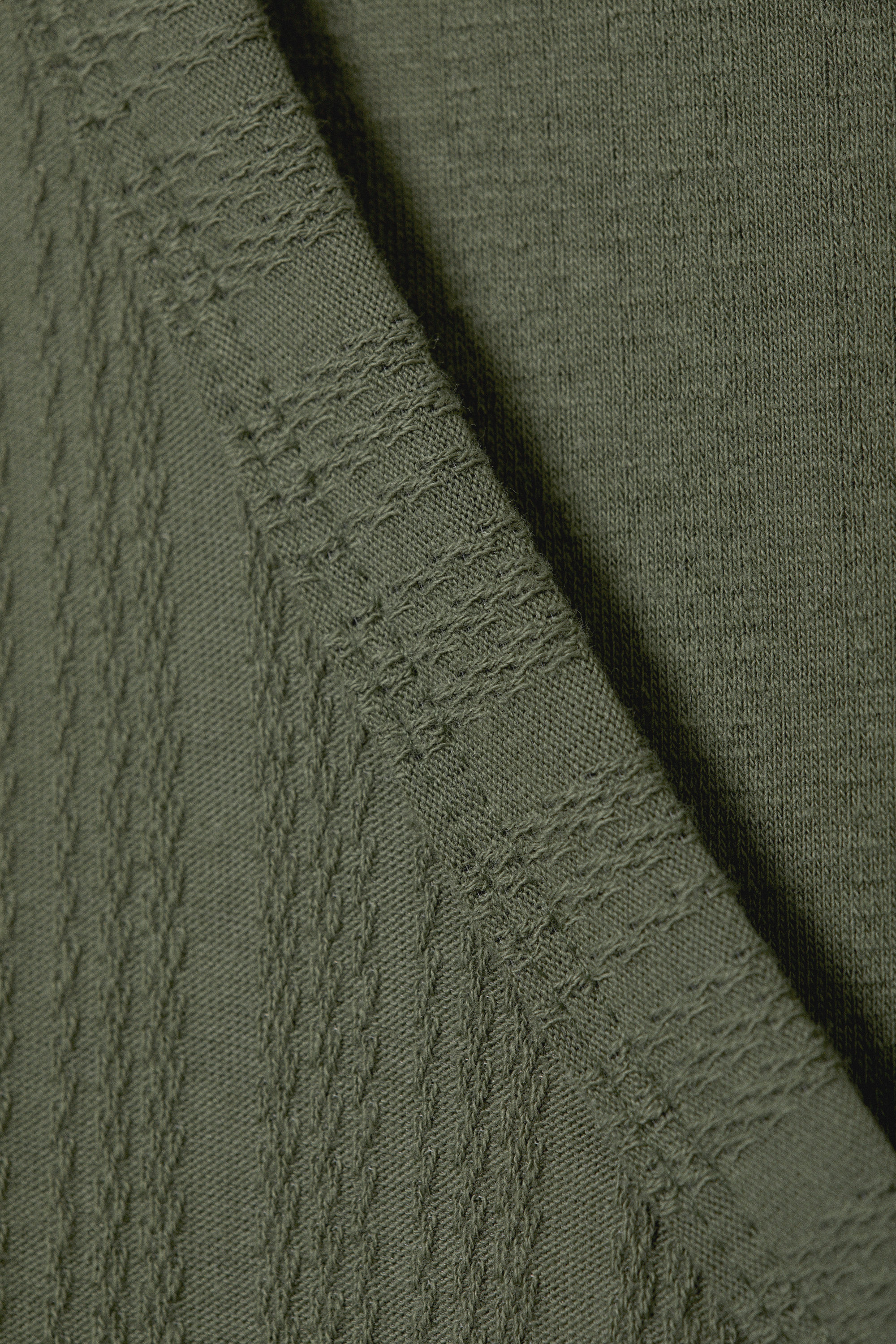 Dark Khaki Green - Long-Sleeved V-neck Mini Dress - 5