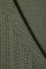 Dark Khaki Green - Long-Sleeved V-neck Mini Dress - 5