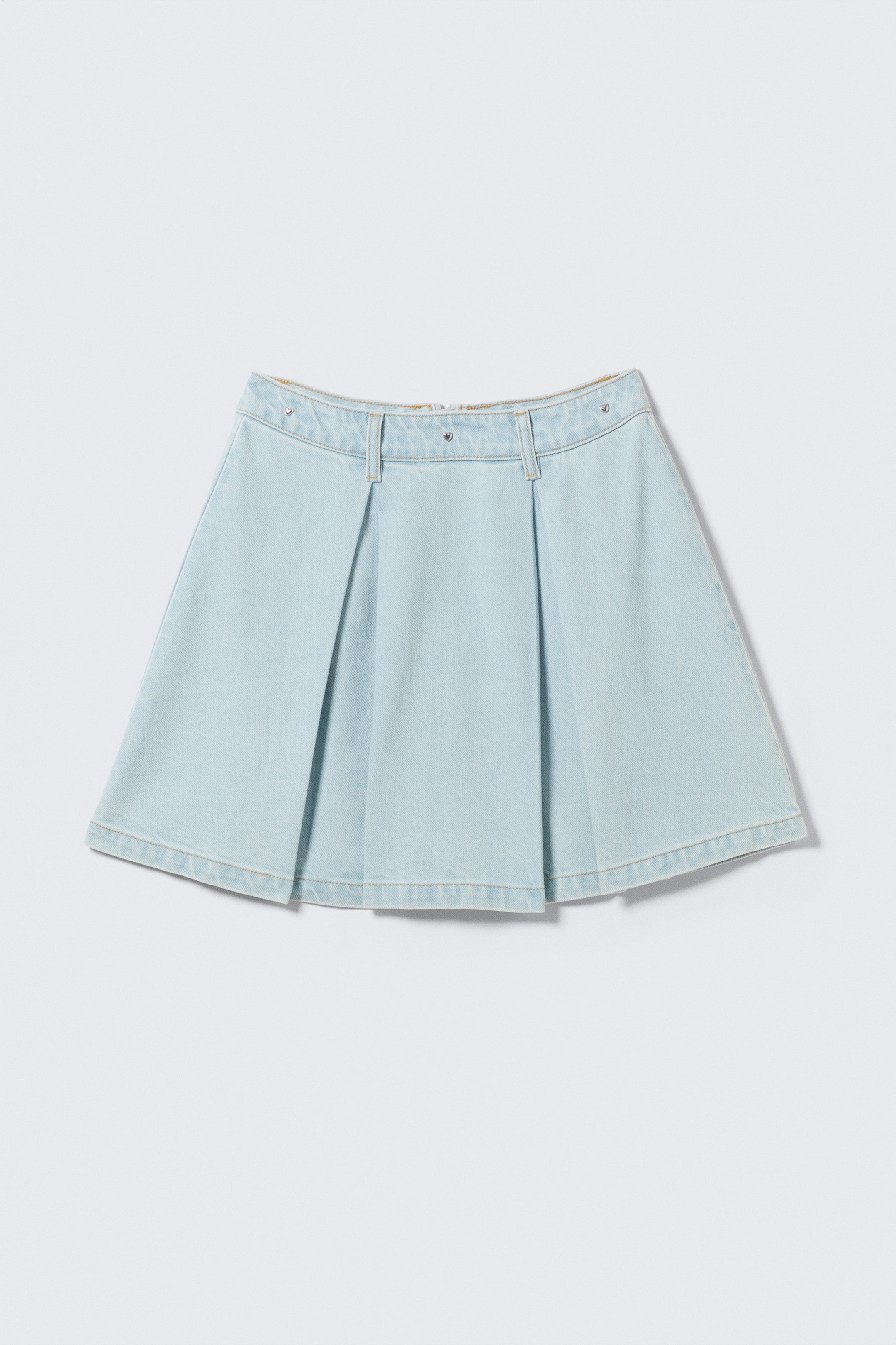 Sky Blue - Hellblau - Midi-Tellerrock aus Denim mit hohem Bund - 4