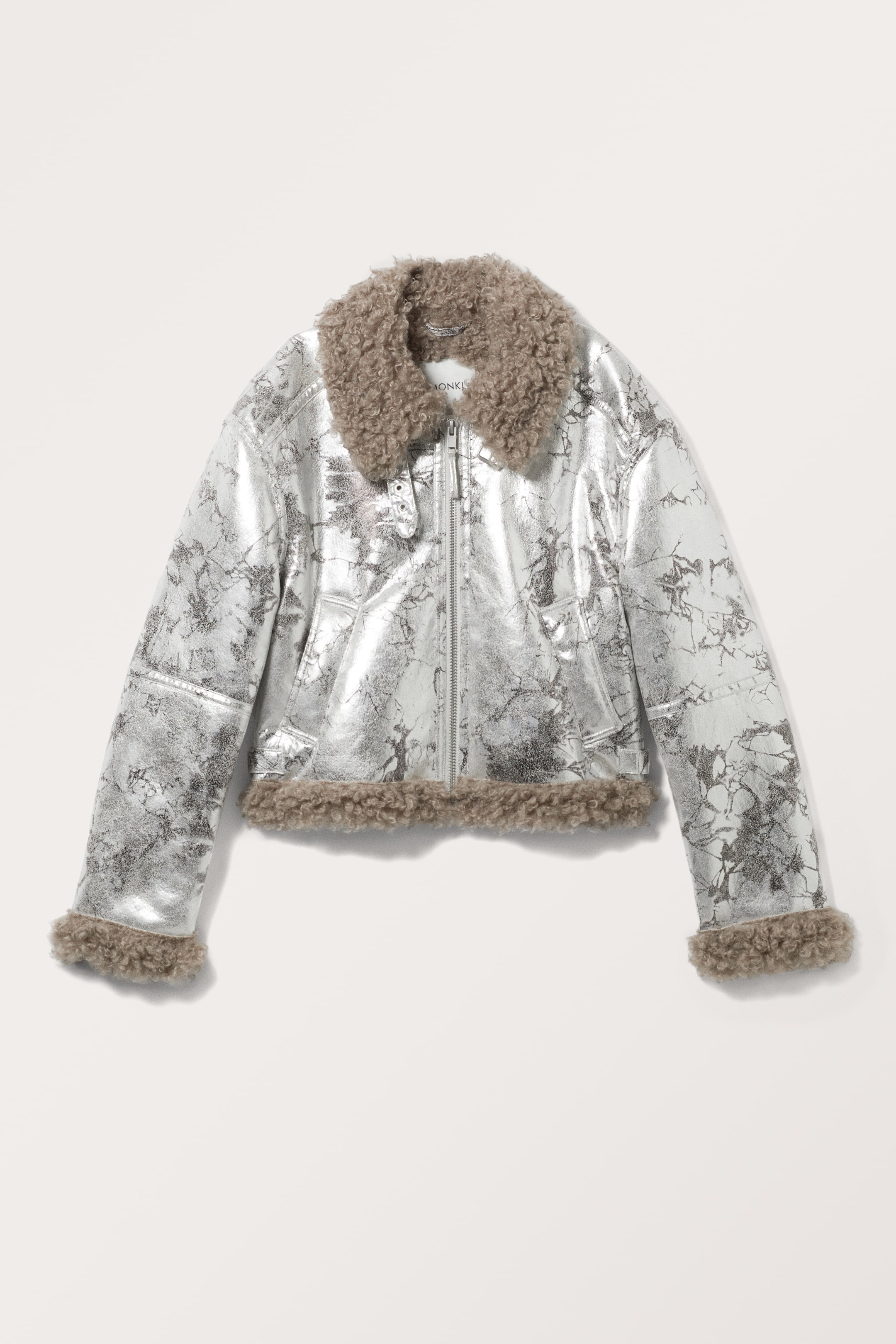 View larger image: Cropped Faux Leather Biker Jacket - Silver - Ladies | H&M GB 1