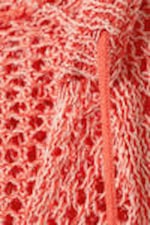 Light Red - Open-knit Hooded Sweater - 5