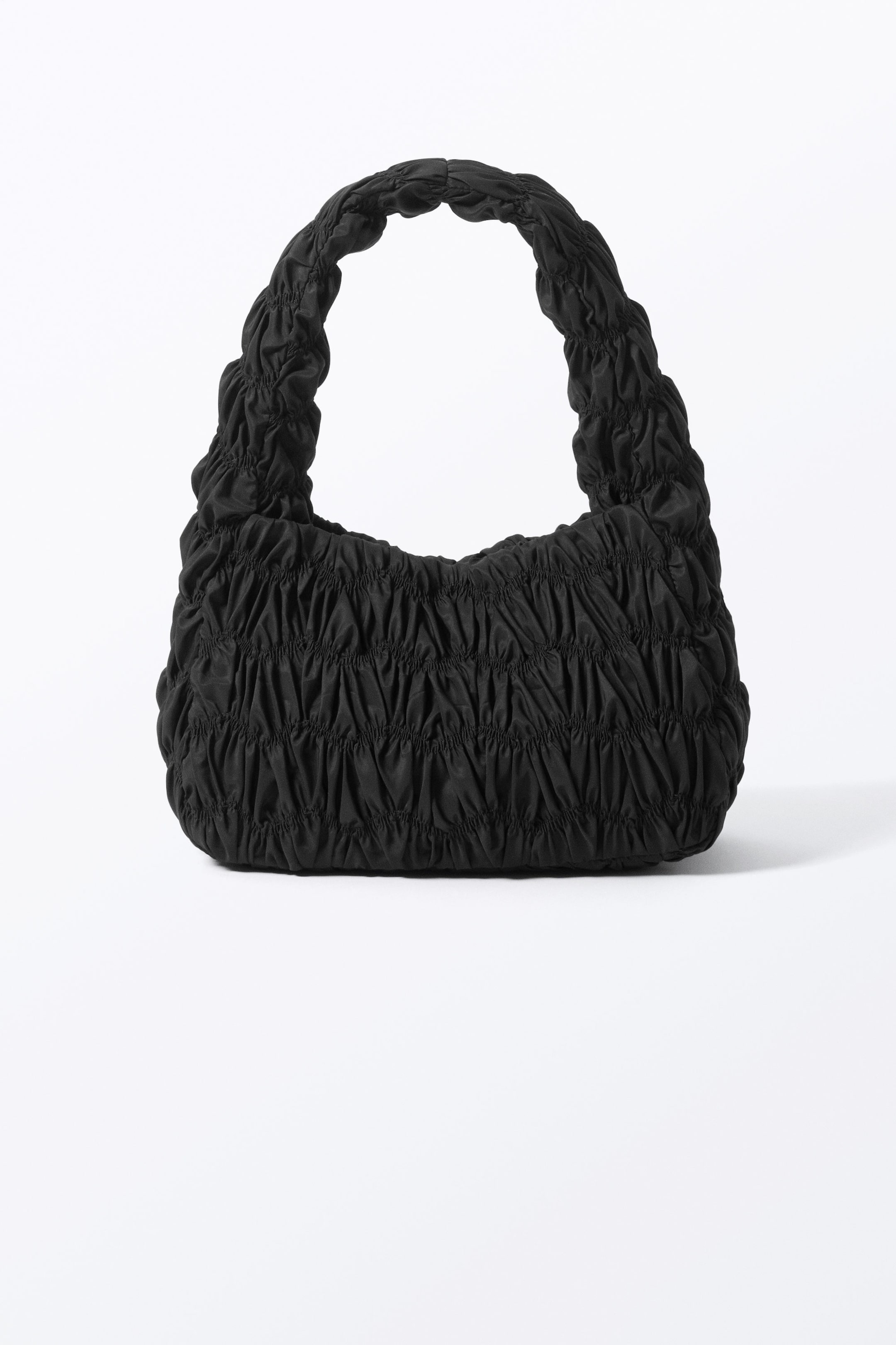 Schwarz - Gesmokte rechteckige Umhängetasche - 2