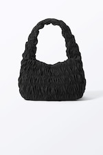 Schwarz - Gesmokte rechteckige Umhängetasche - 2