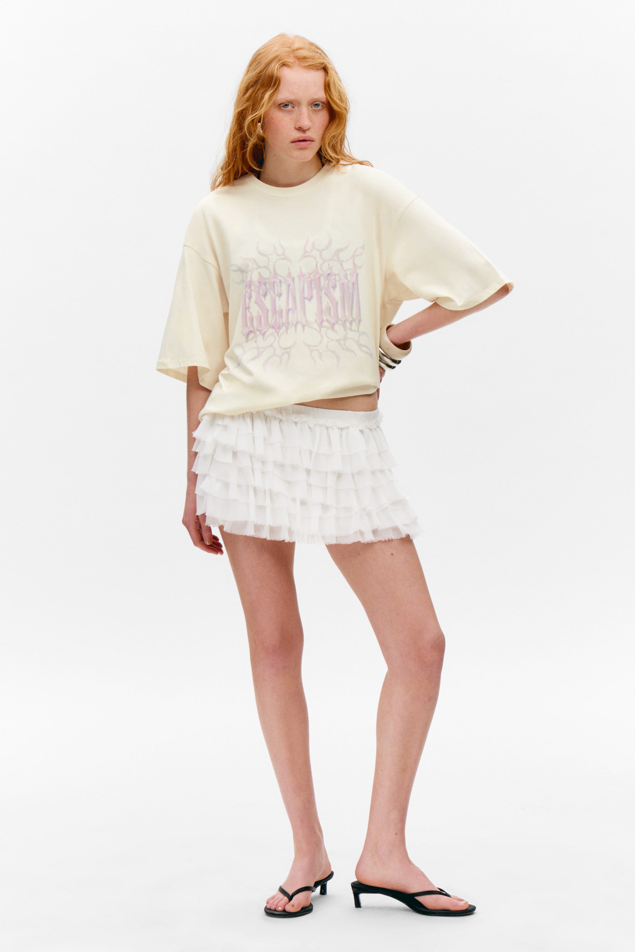 White - Escapism - Boxy Fit Printed T-Shirt - 2