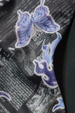 Black Newspaper/Blue Flame - Printed Brazilian Cut Bikini Bottoms - 4