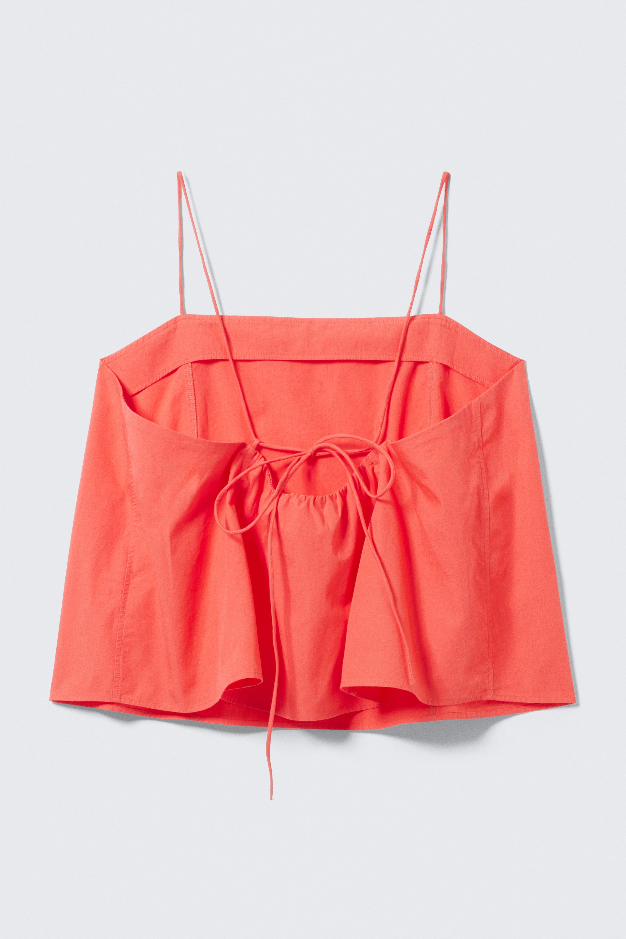 Top cu bretele și șnur din poplin - Roșu Deschis/Maro închis/Alb