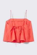 Hellrot - Popeline-Top mit Kordelzug und Trägern - 5