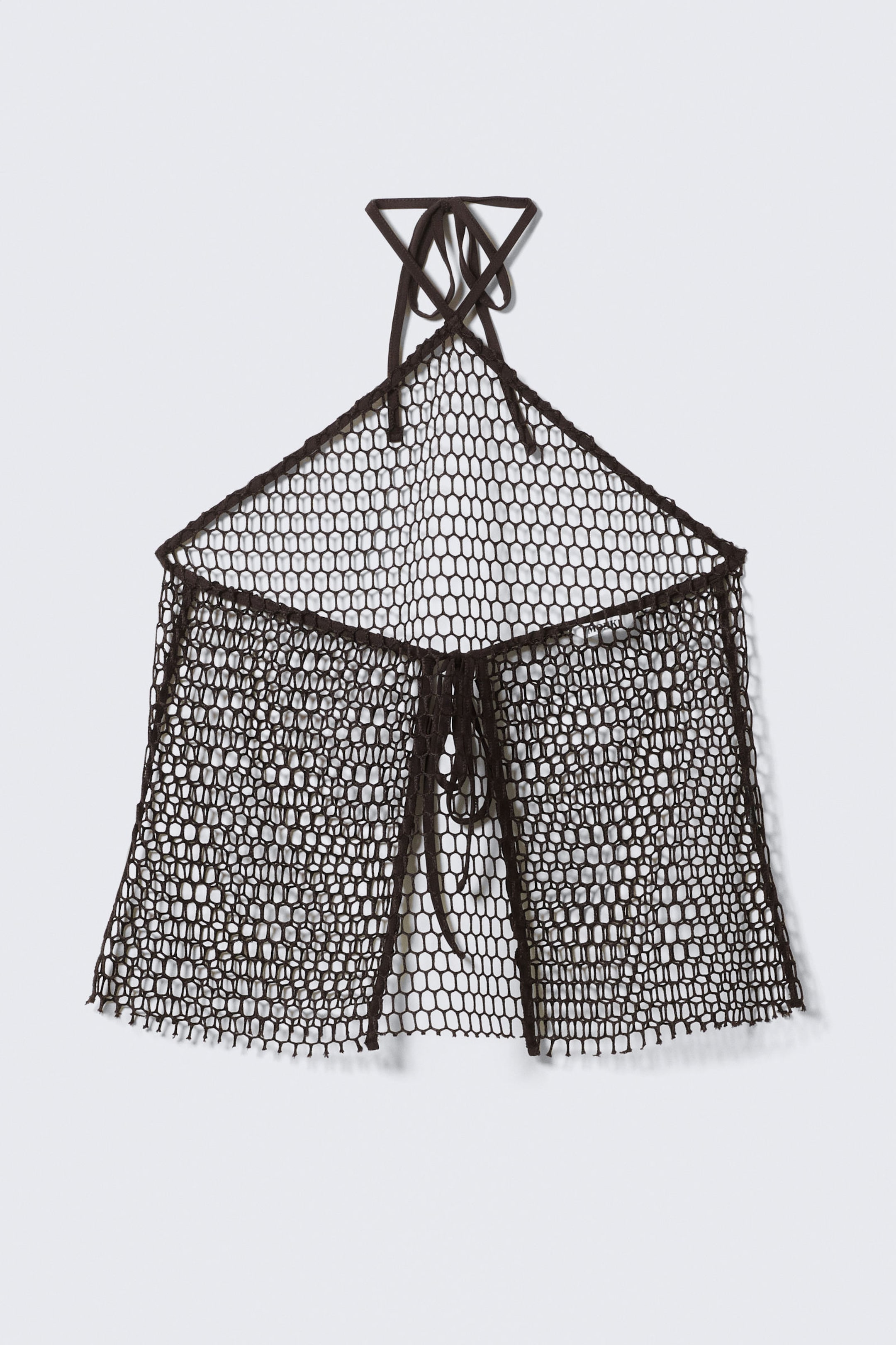Dunkelbraun - Neckholder-Top aus Netzstrick - 4