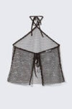 Dunkelbraun - Neckholder-Top aus Netzstrick - 4