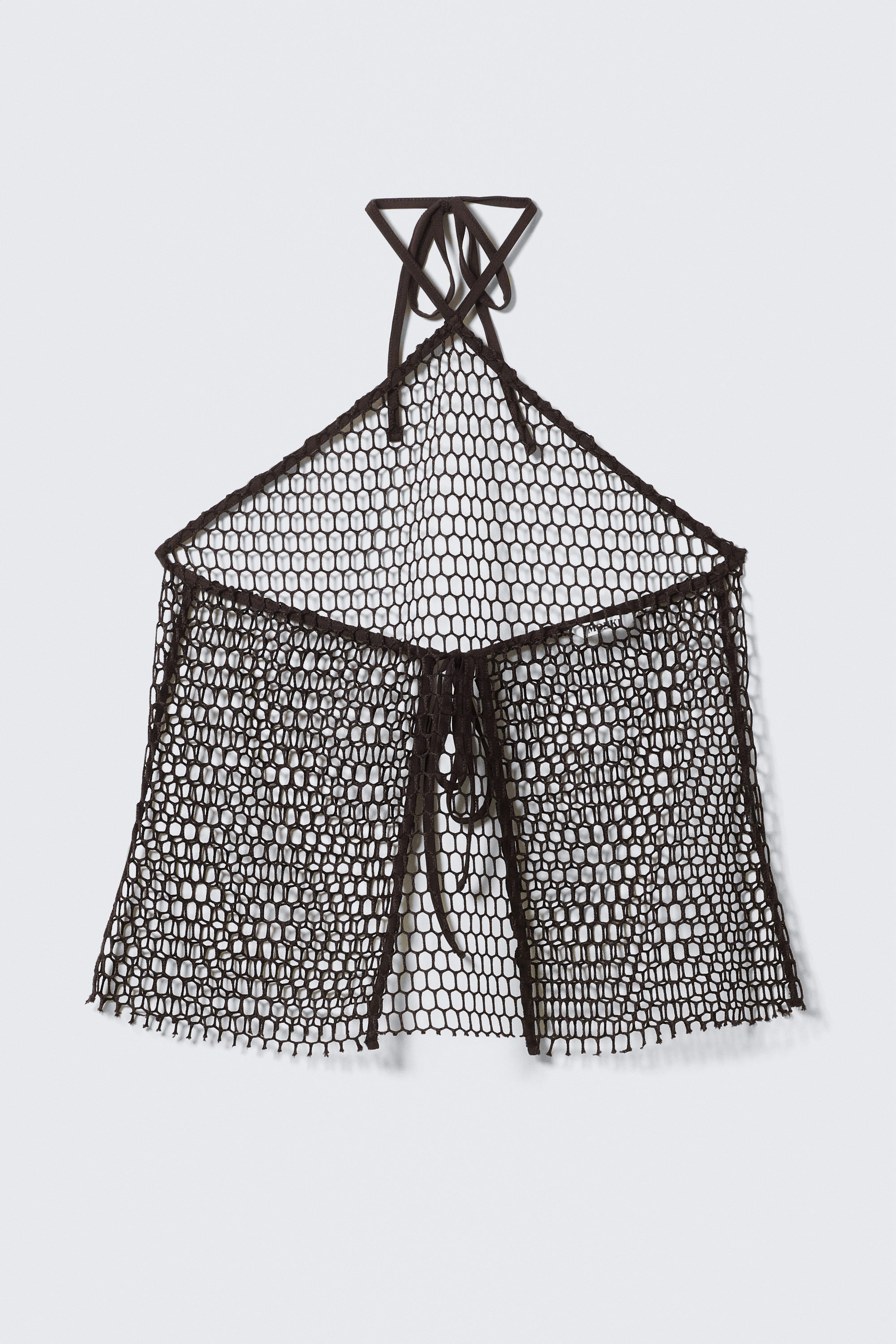 Dark Brown - Net Halter Tie Top - 4