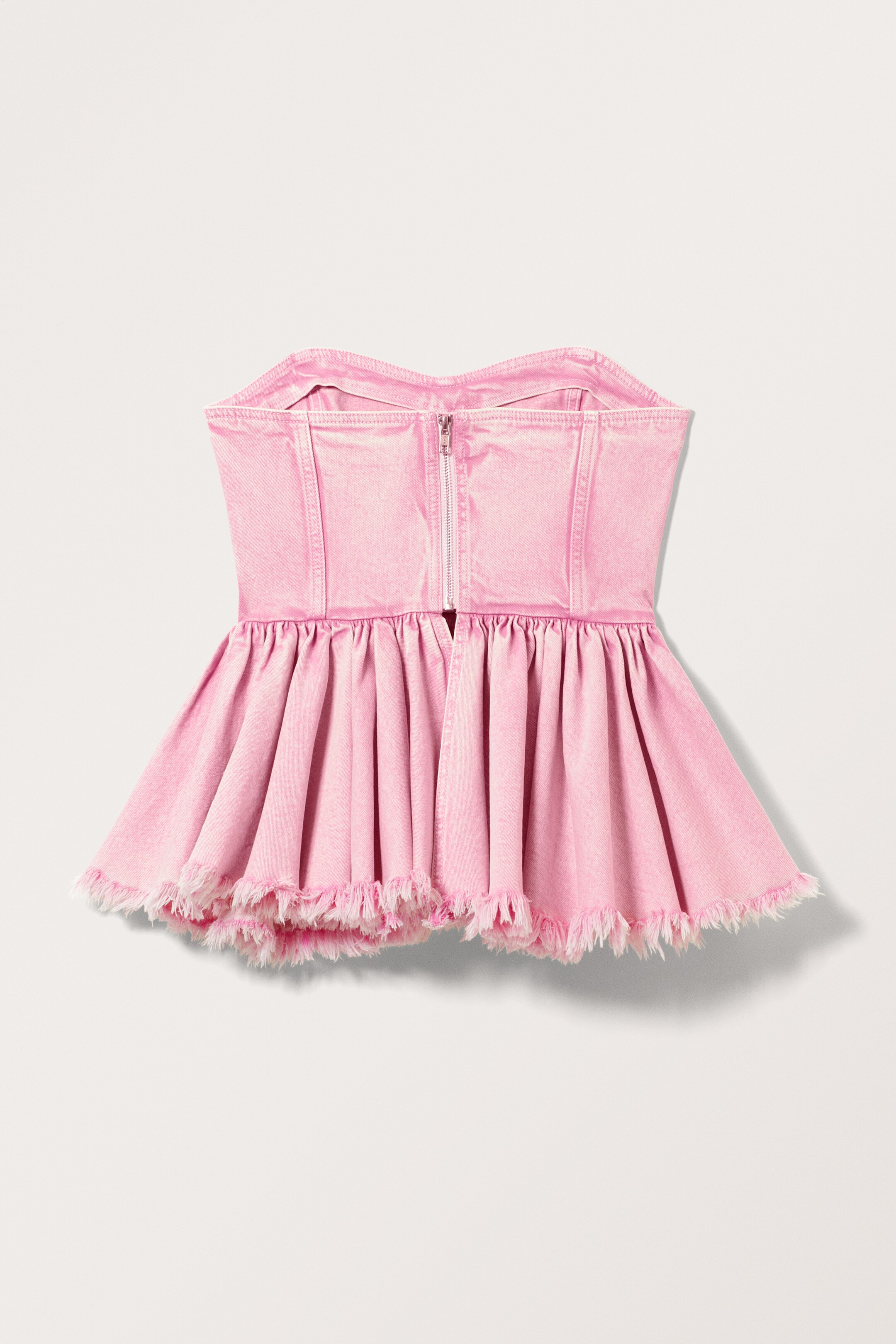View larger image: Flouncy Denim Peplum Top - Washed Pink - Ladies | H&M GB 2