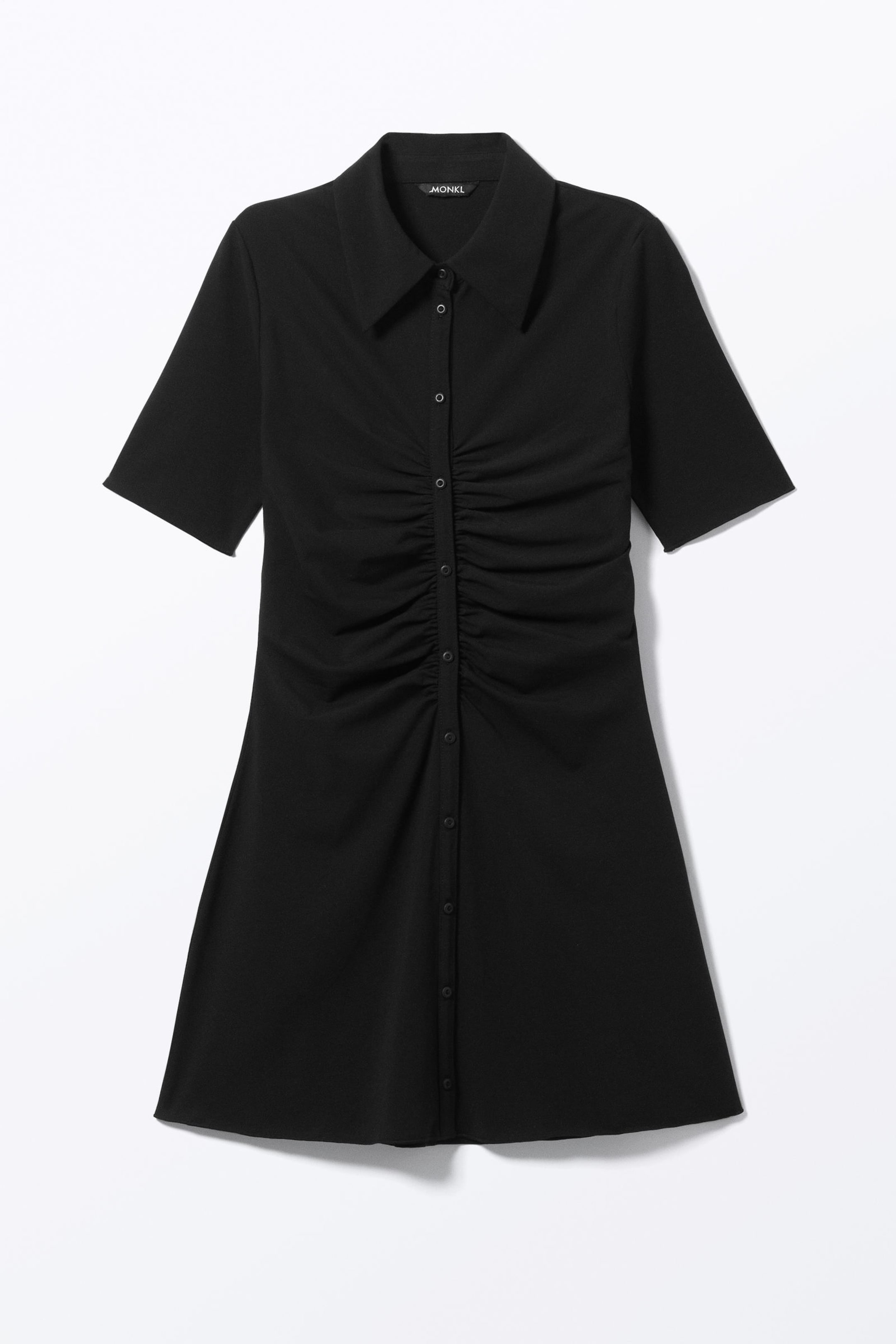Black Black - Short-Sleeved Mini Shirt Dress - 3