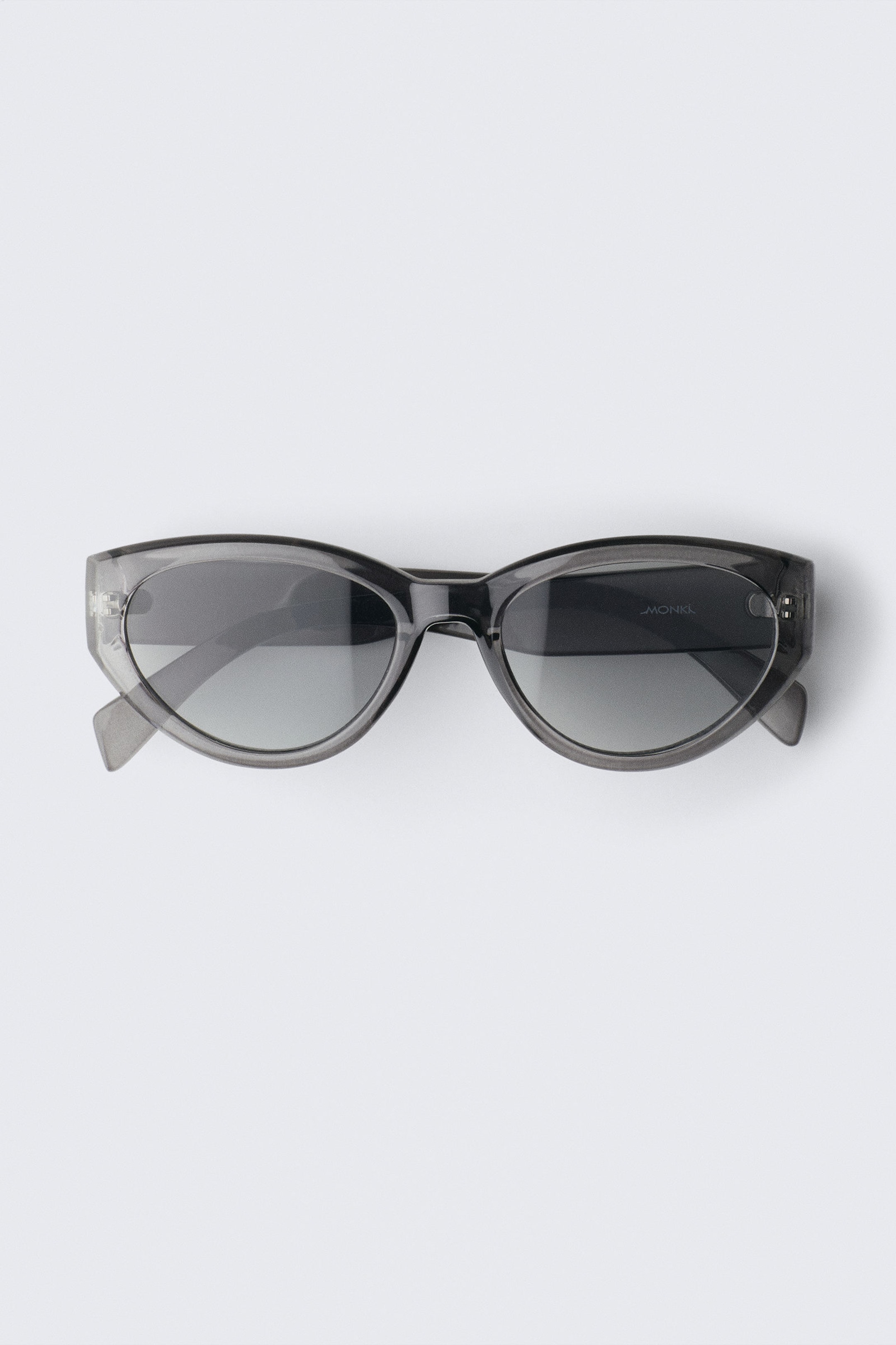 Transparent Grey - Angular Cat-Eye Sunglasses - 2