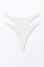 White - 2-pack Pearl Low Rise Thongs - 0