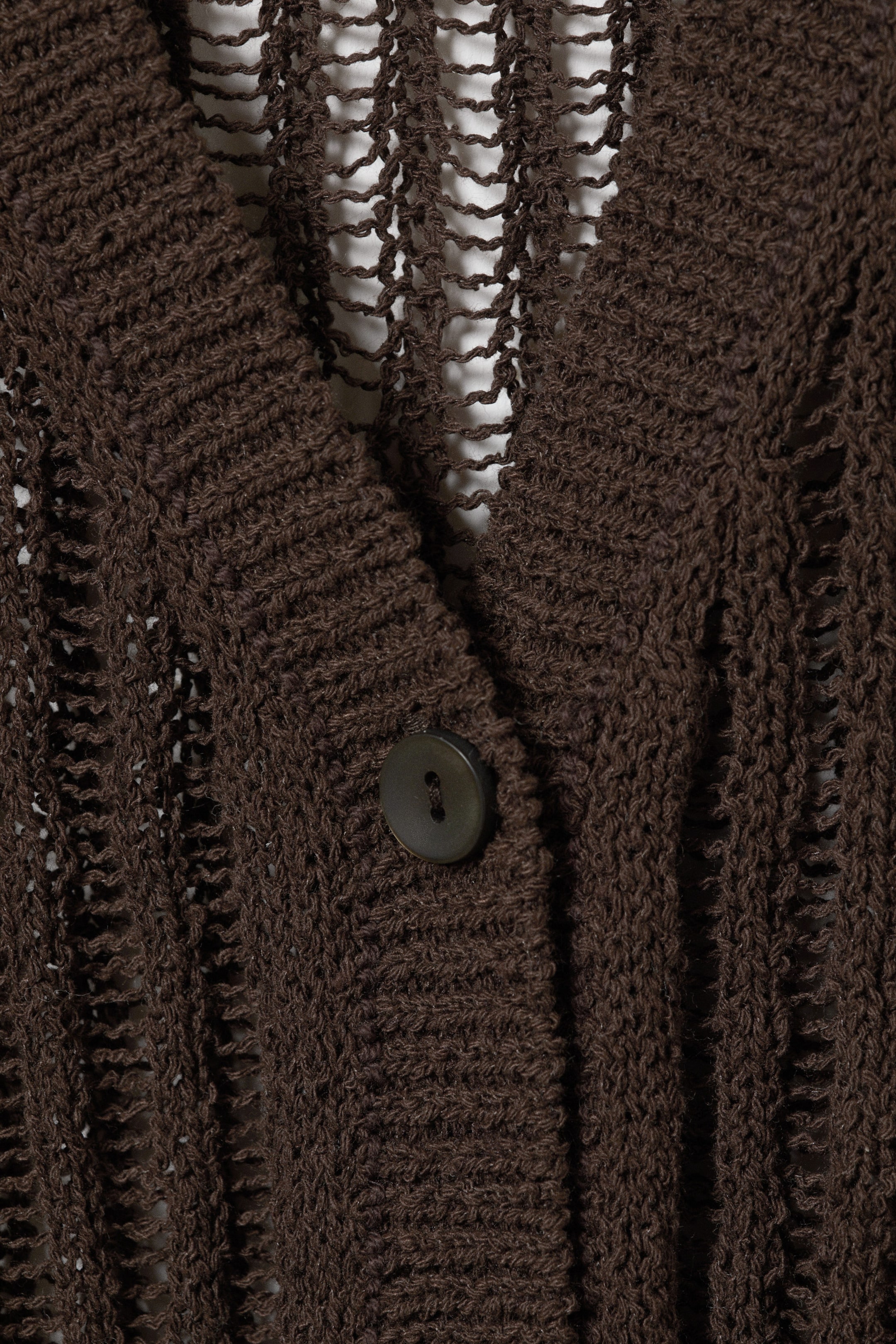 Dark Brown - Open-Knit V-neck Maxi Cardigan - 4