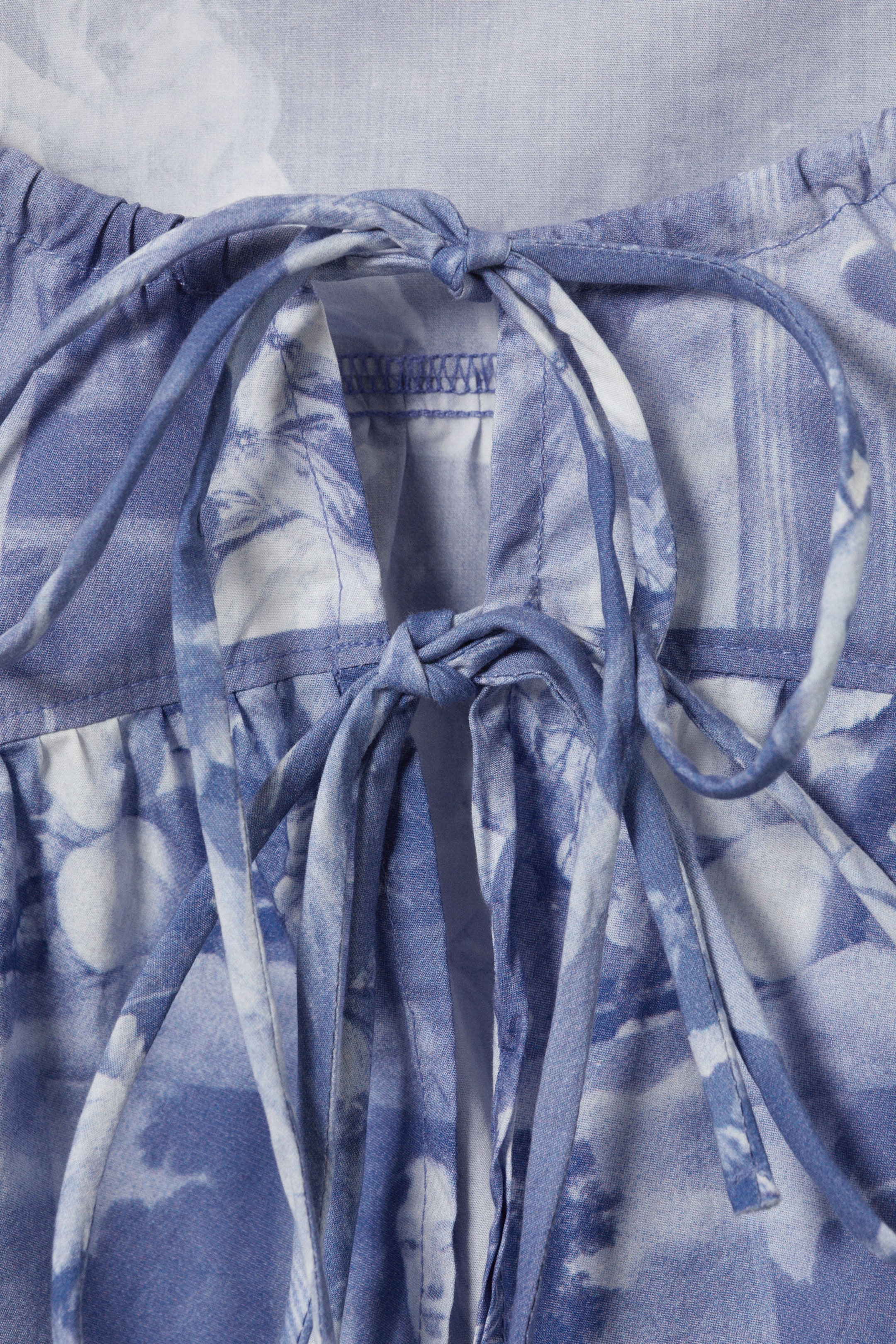 Blue - Baroque Collage - Printed Cotton Poplin Tie-Front Pyjama Top - 4