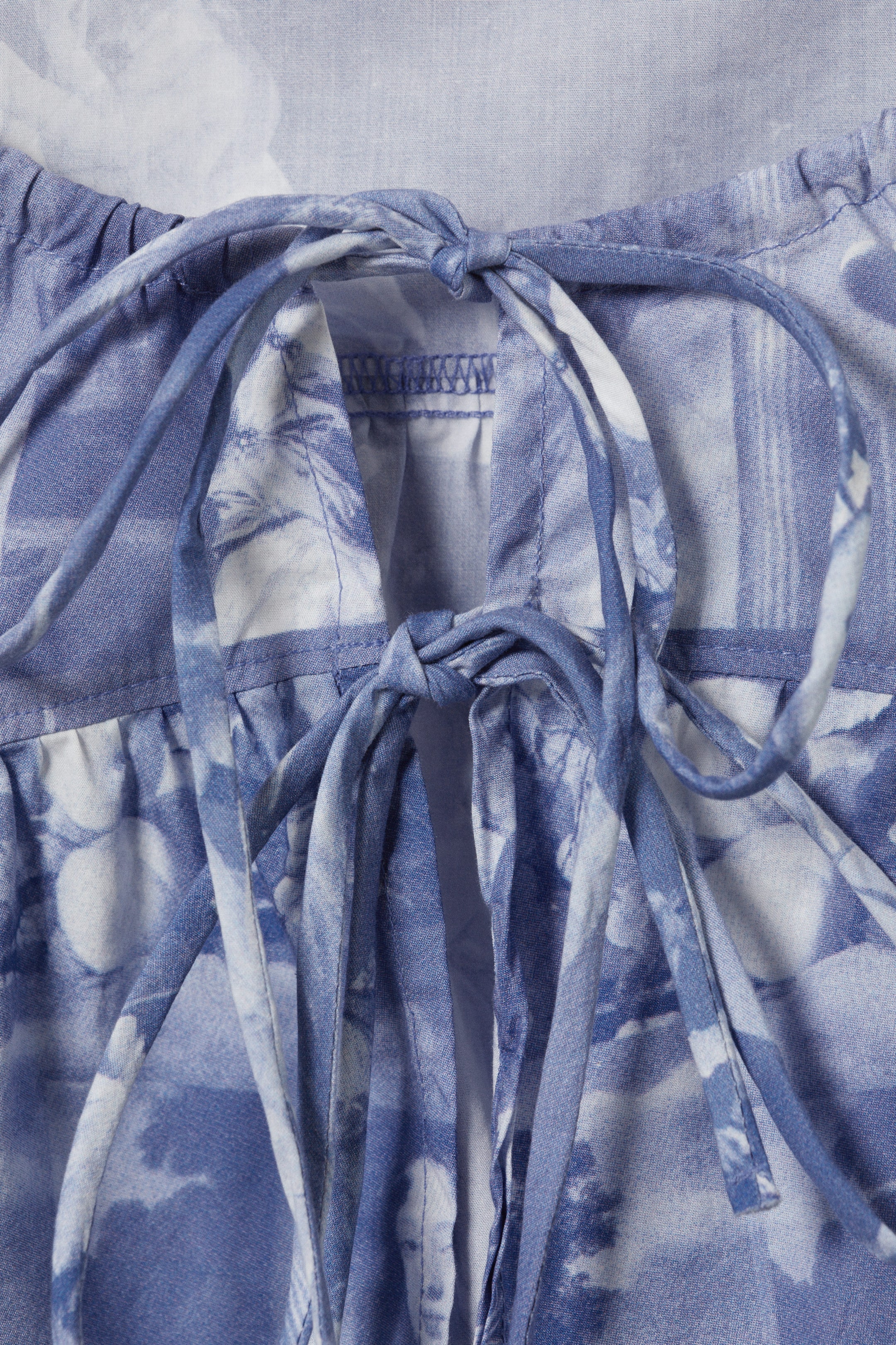 Blue - Baroque Collage - Printed Cotton Poplin Tie-Front Pyjama Top - 2