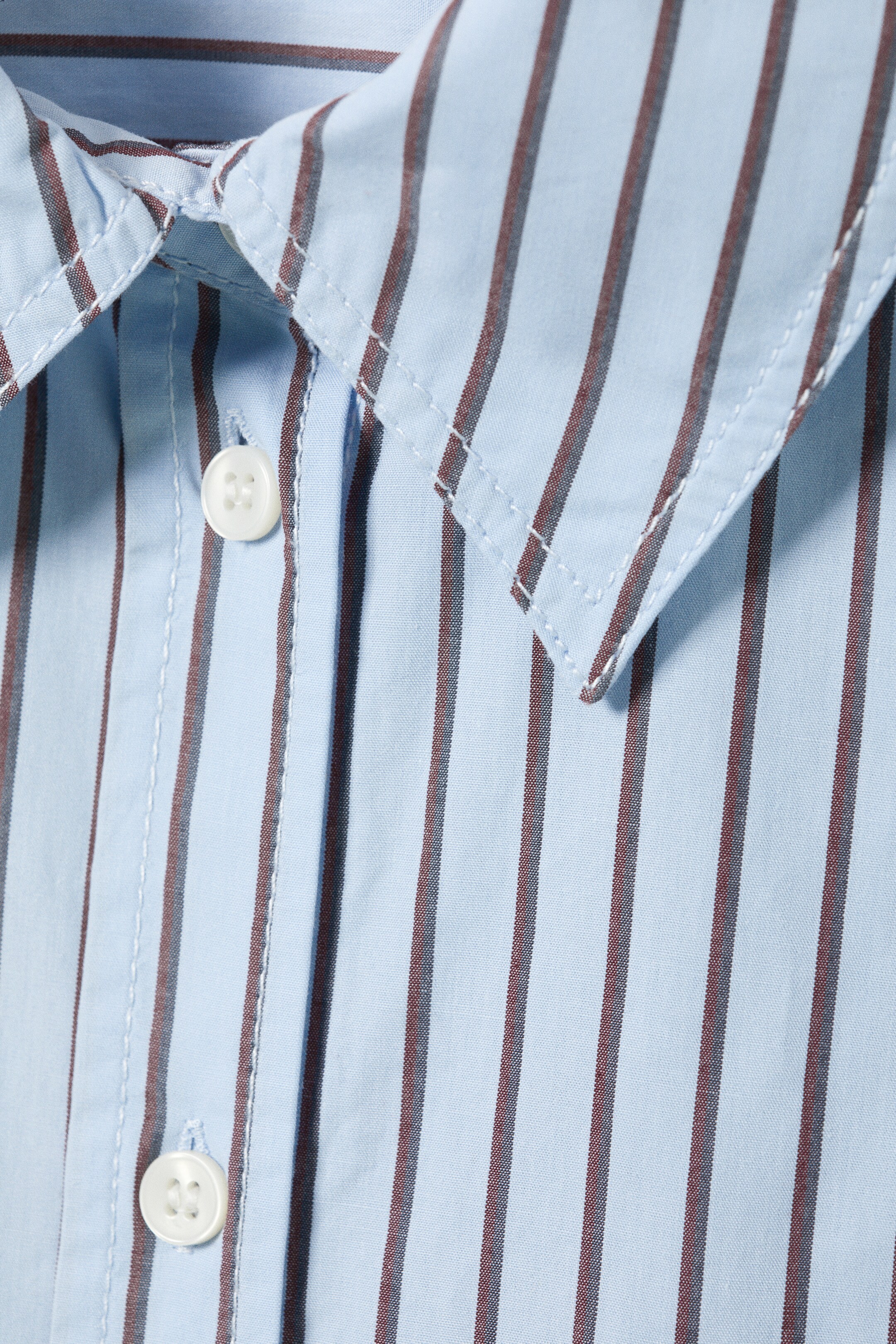 Visa större bild: Oversized långärmad poplin skjorta - Ljusblå/Randig - DAM | H&M SE 5