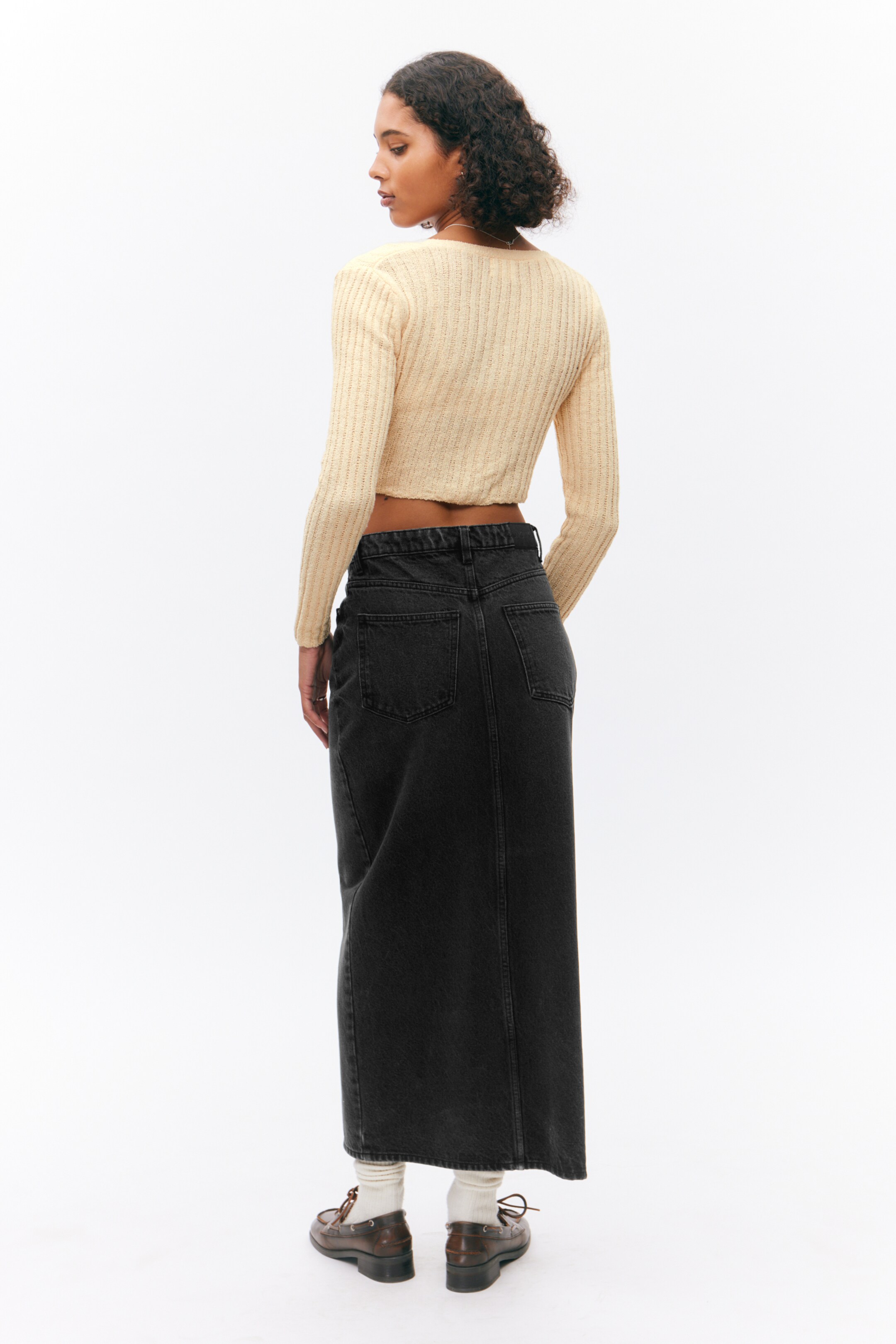 Größeres Bild ansehen: Jeansrock in Midilänge - Schwarz - Ladies | H&M DE 3