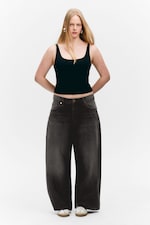 Washed Black - Peggy Low Waist Loose Baggy Leg Jeans - 0