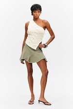 Dusty White - Knitted One-Shoulder Top - 1