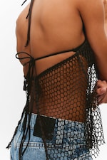 Brun foncé - Top dos nu avec liens à nouer - 2