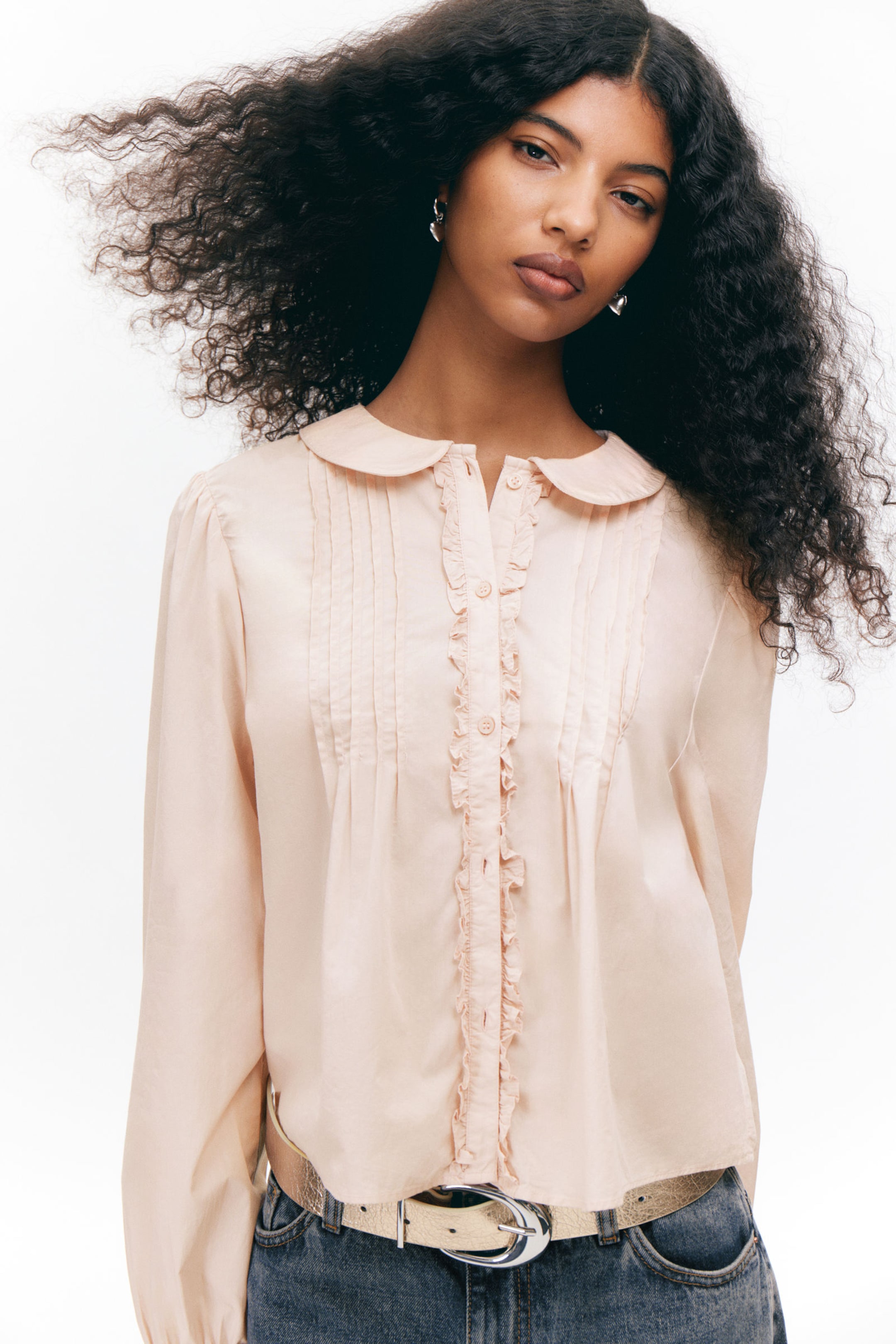 Light Dusty Pink - Boxy Pintuck Poplin Shirt - 2