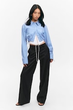 Zwart - Geplooide pantalon met lage taille - 0