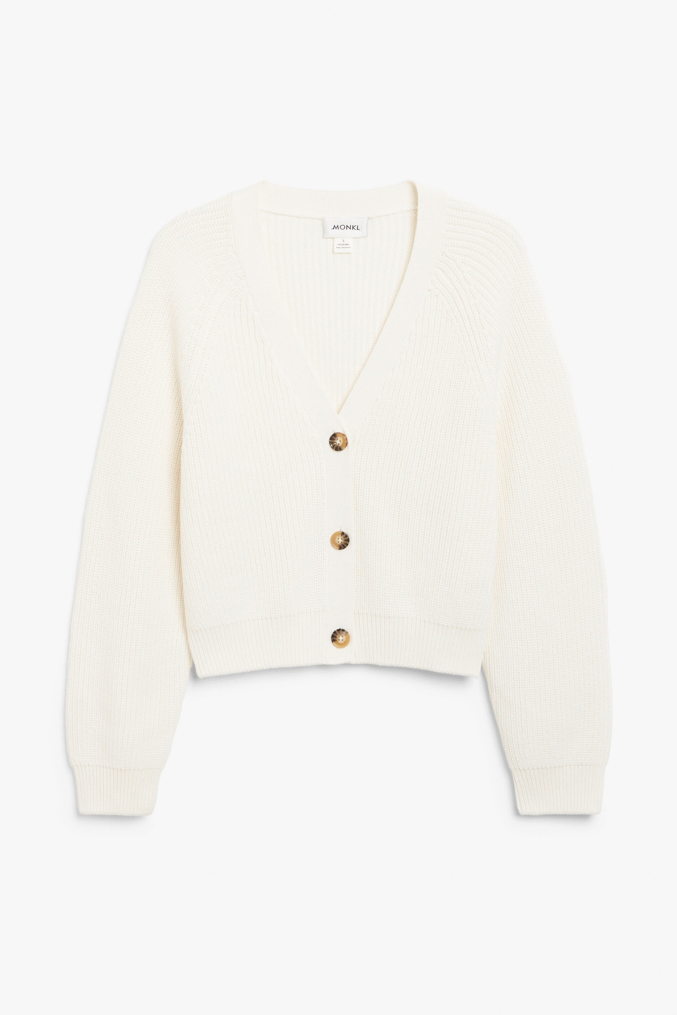 Weiß - Kurze Strickjacke aus Grobstrick - 0