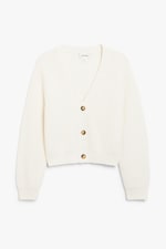 Weiß - Kurze Strickjacke aus Grobstrick - 0