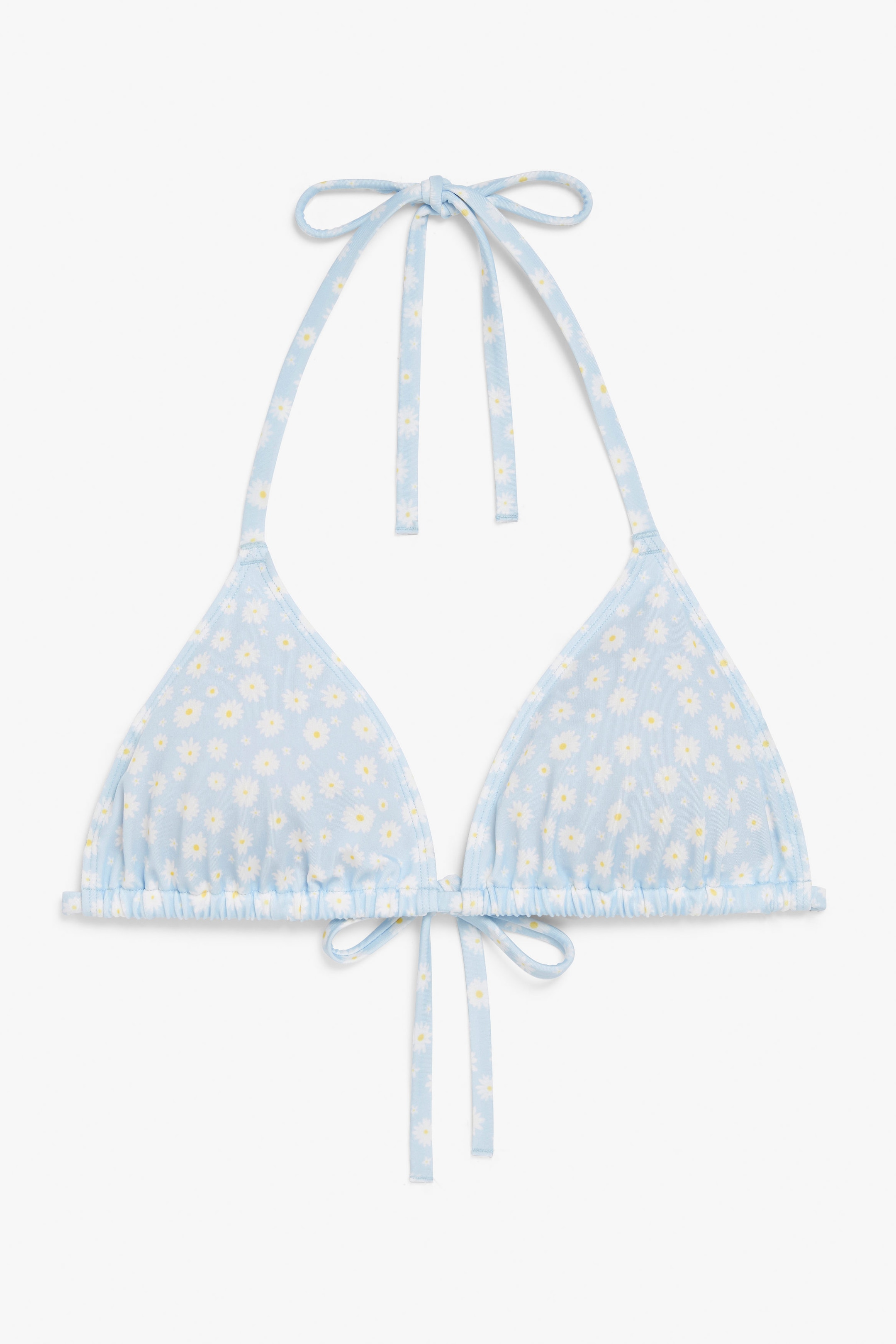 Hellblau mit Gänseblümchen - Triangel-Bikinioberteil - 0