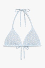 Hellblau mit Gänseblümchen - Triangel-Bikinioberteil - 0