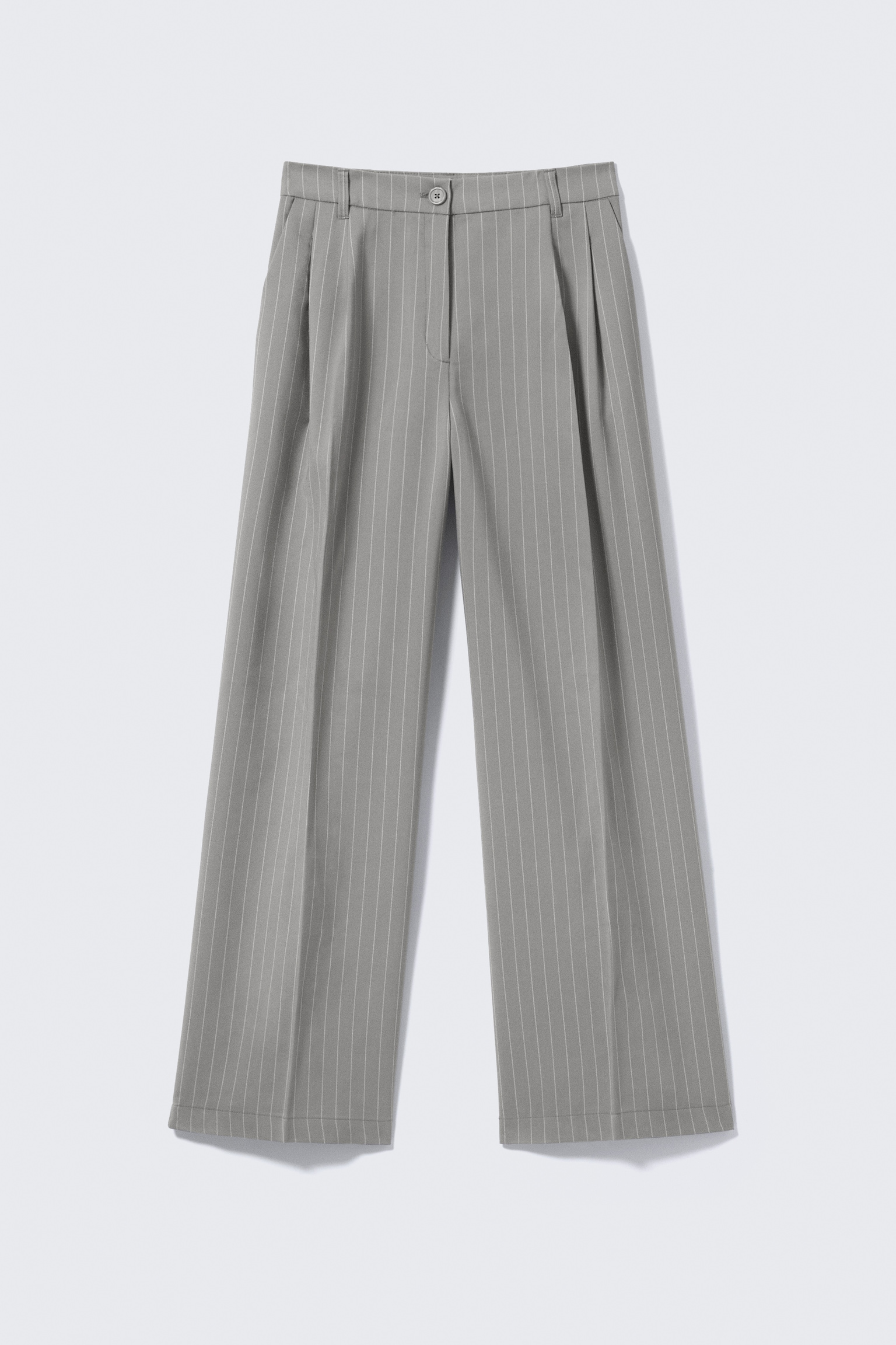 Wide Leg Trousers - Striped Grey/Dark grey/Black