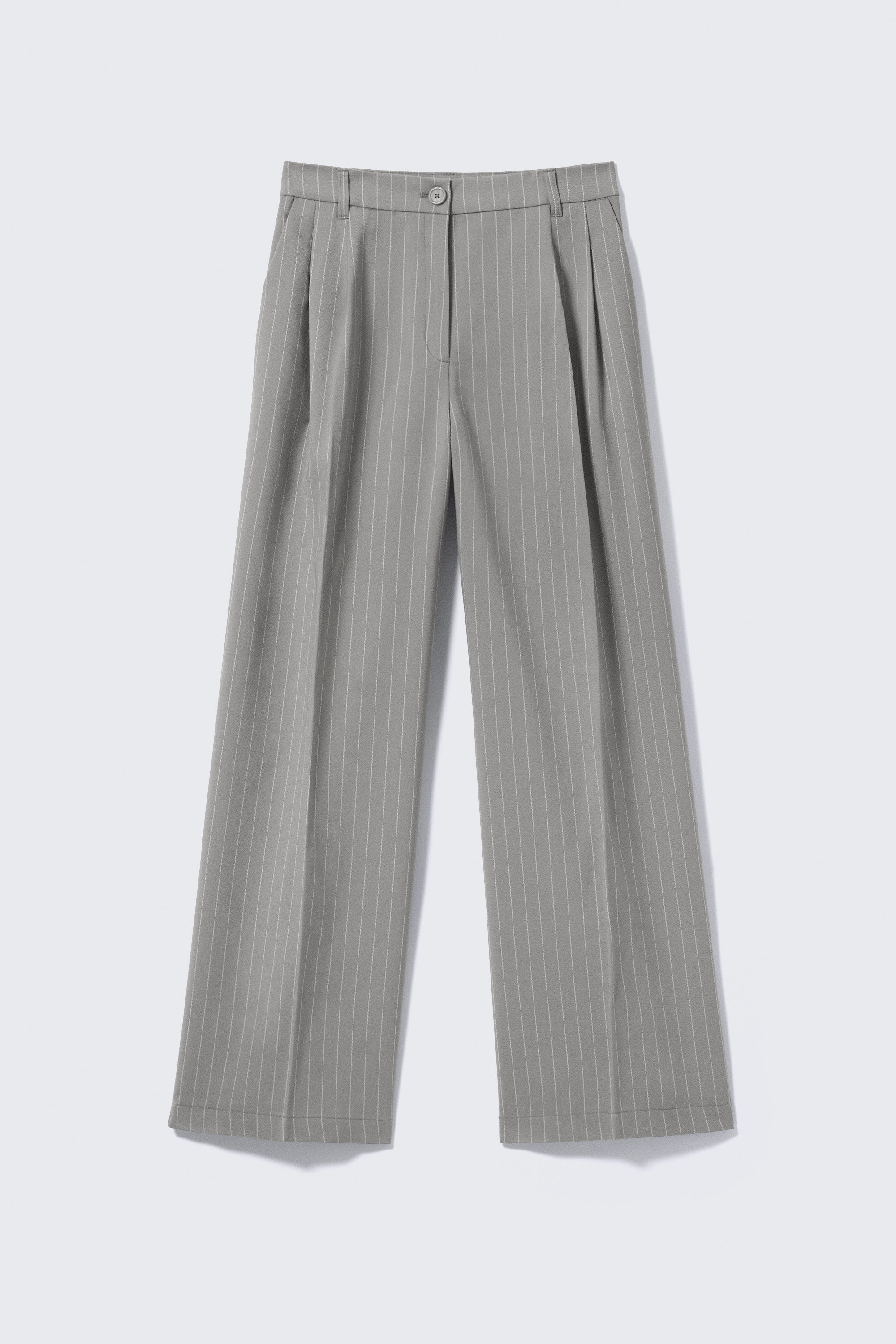 Striped Grey - Wide Leg Trousers - 1