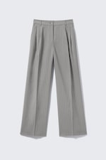 Striped Grey - Wide Leg Trousers - 3