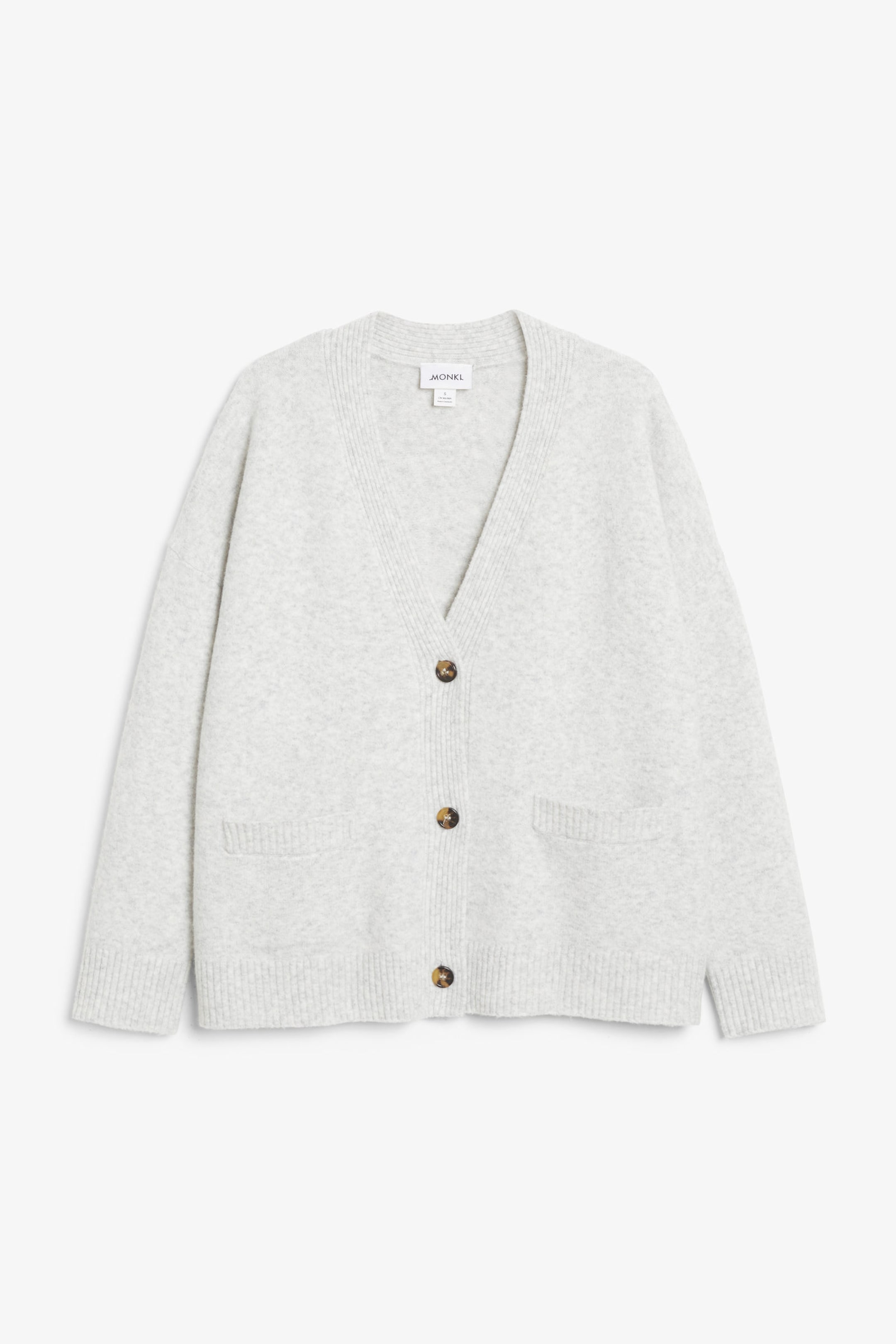 White marl - Relaxed knitted cardigan - 0