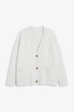 White marl - Relaxed knitted cardigan - 0