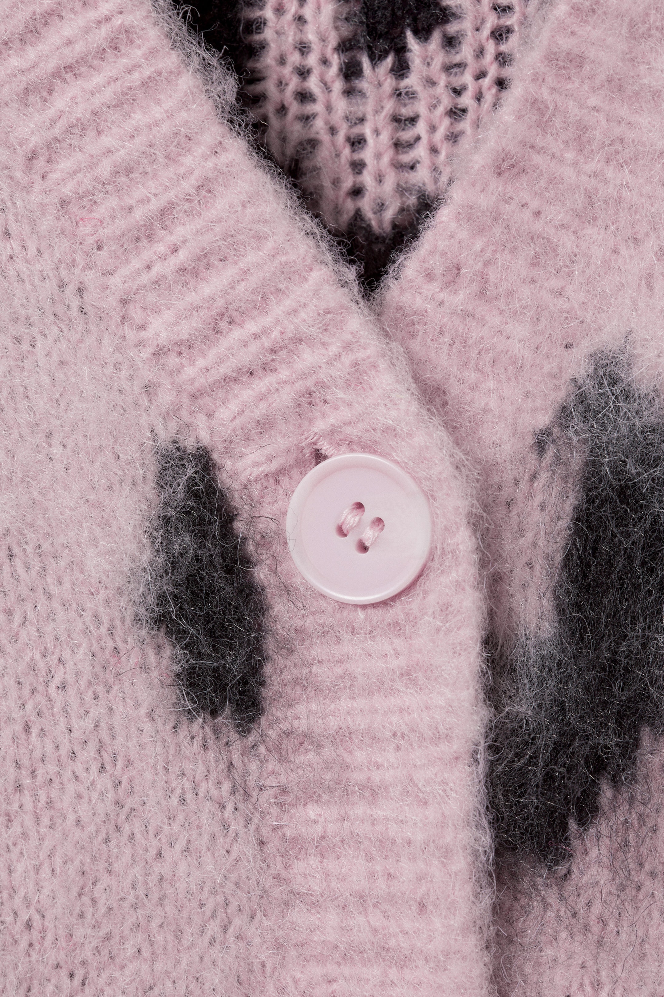 Light Pink - Leopard - Fluffy knit cardigan - 1