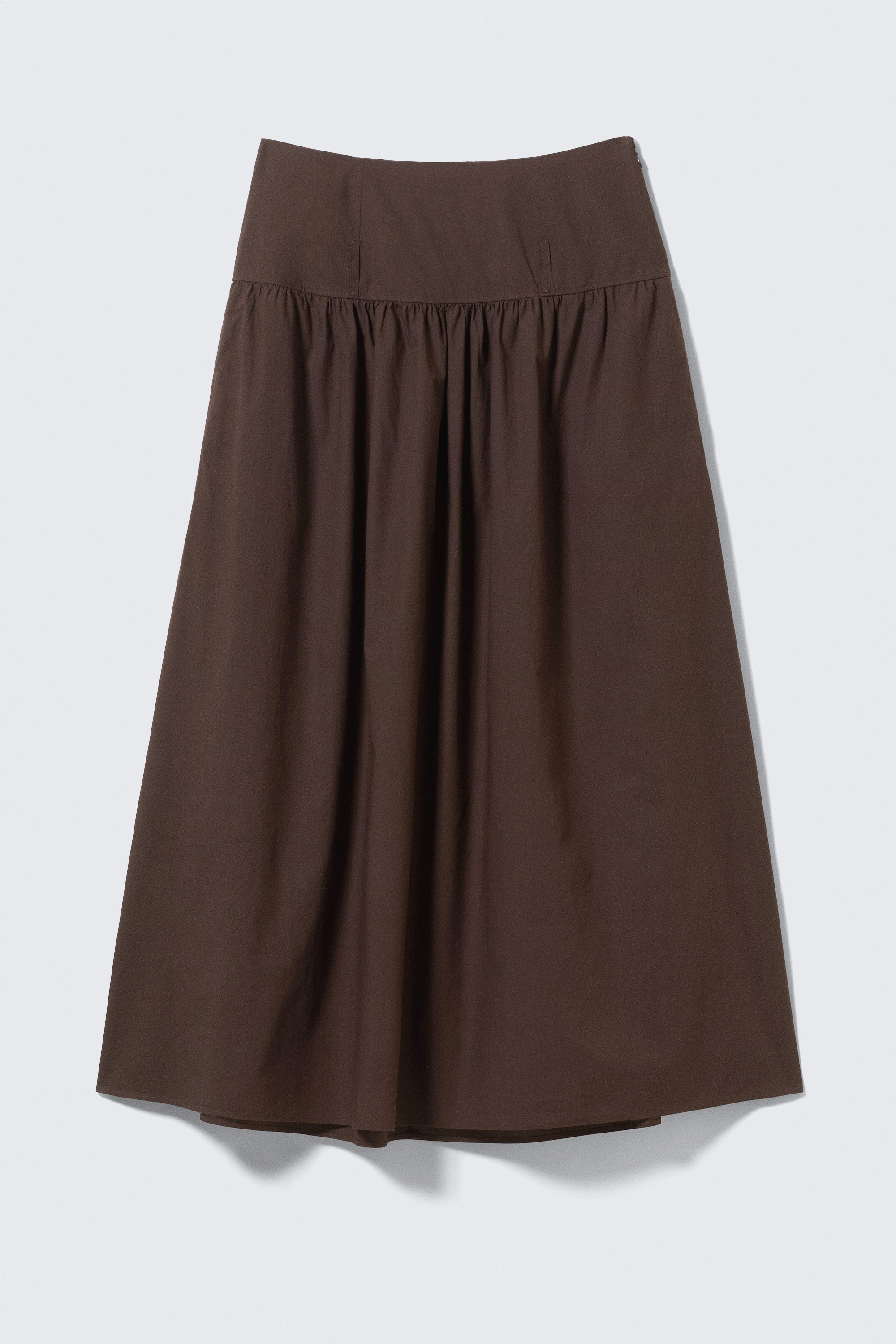 Dark Brown - Gathered Cotton Poplin Maxi Skirt - 4