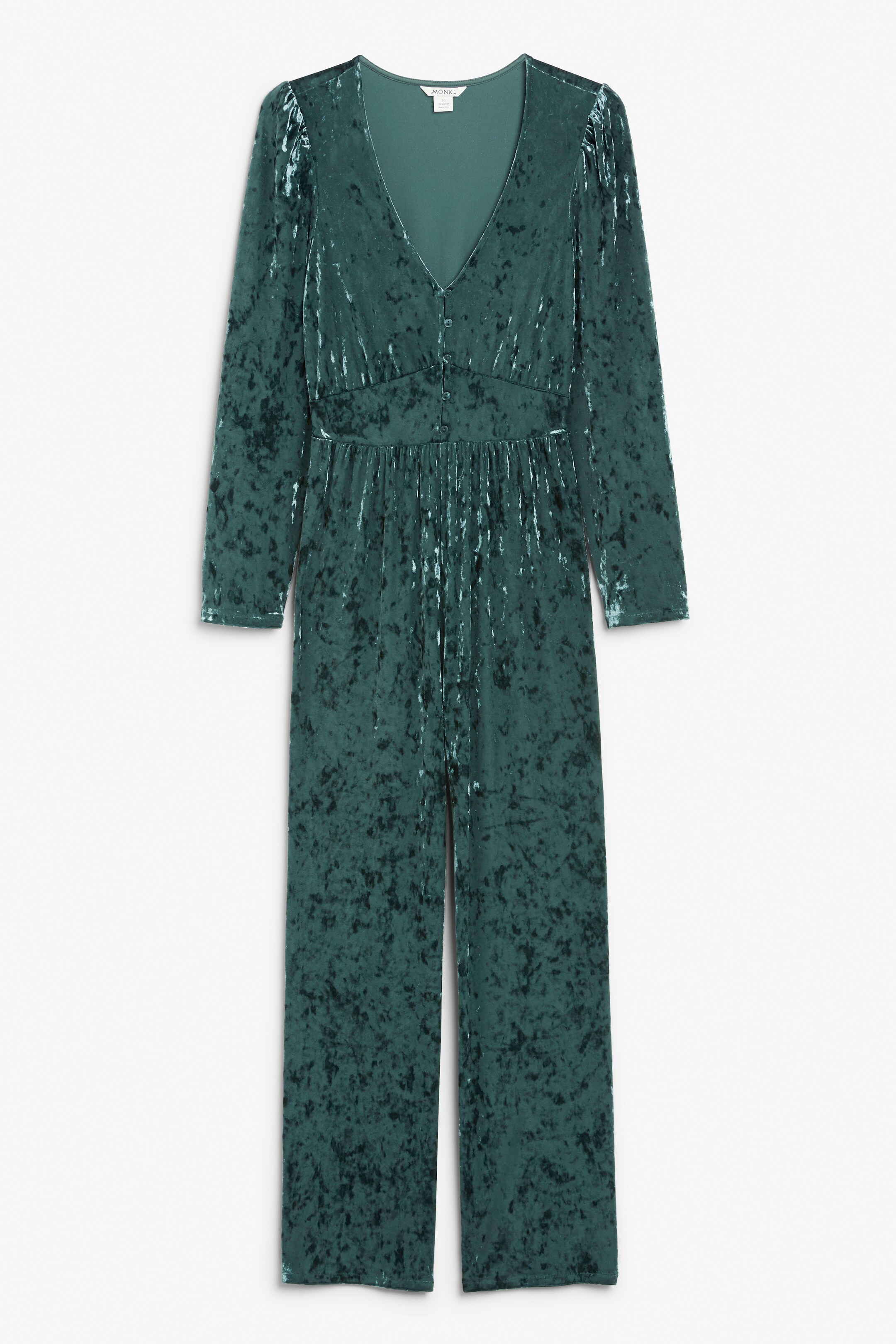View larger image: Long sleeve velvet jumpsuit - Dark green - Ladies | H&M GB 1