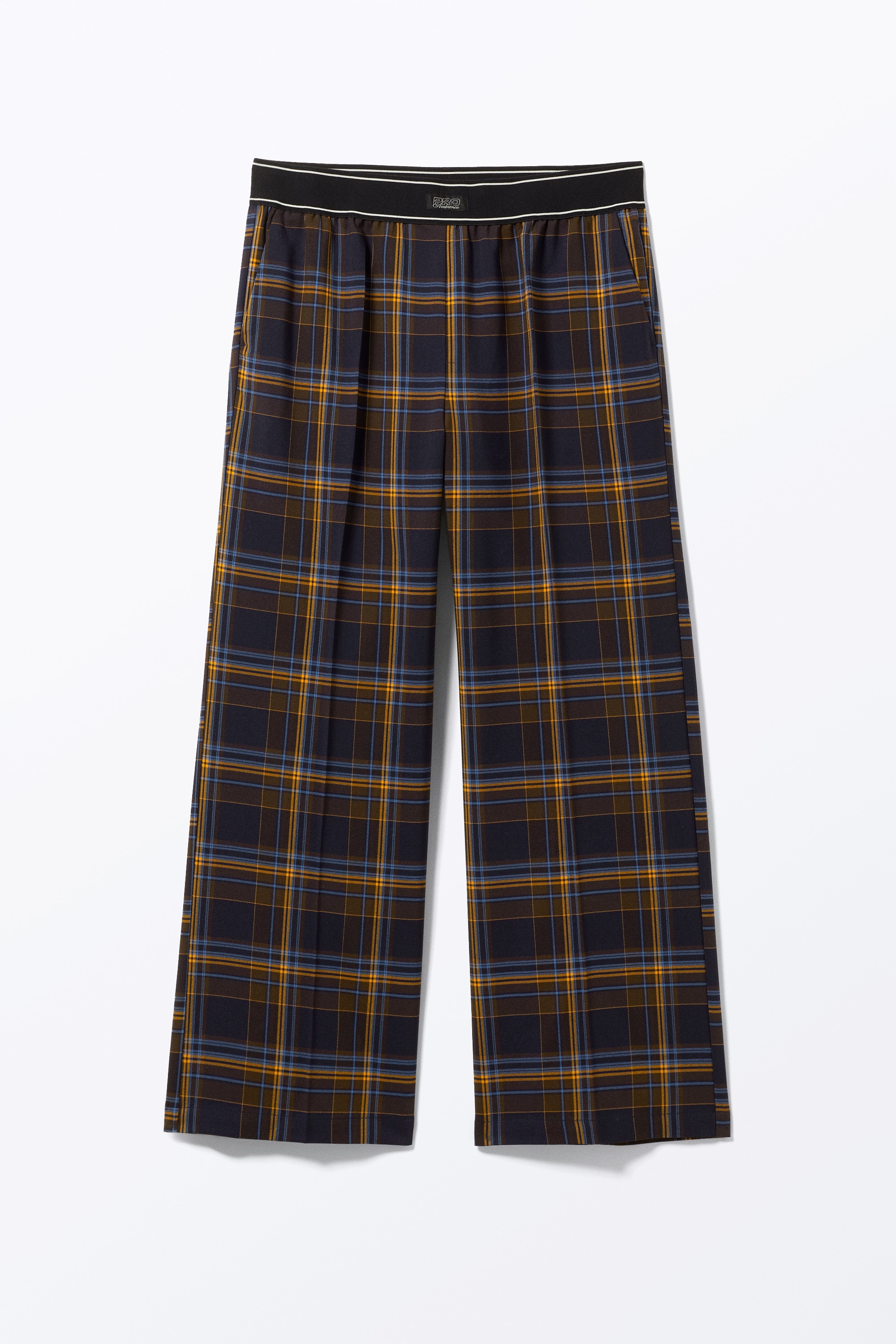 Luźne elastyczne spodnie garniturowe - Kratka Ciemnoniebieski/Czarny/Ciemnoszary