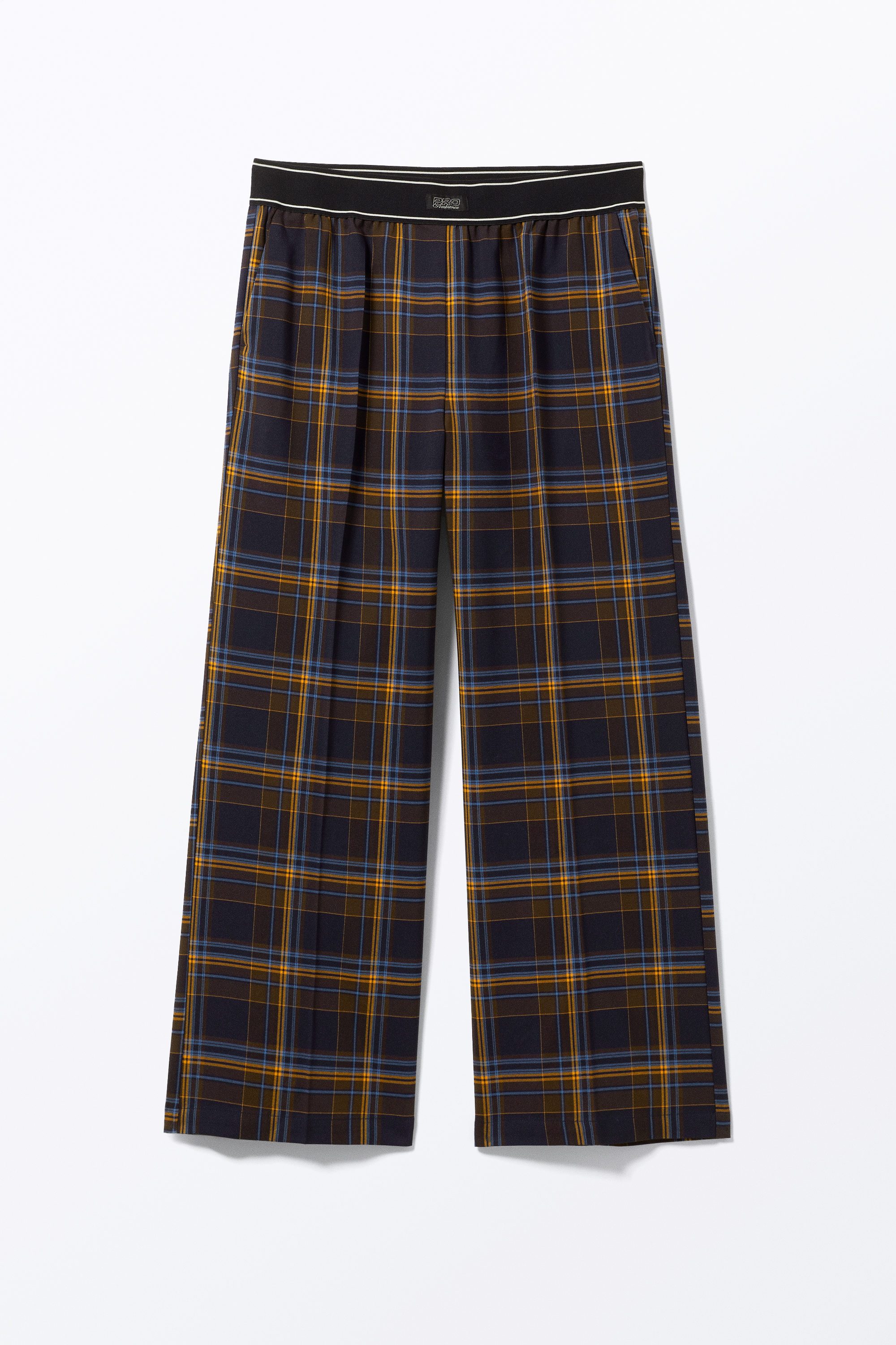 Checked Dark Blue - Loose Elastic Suiting Trousers - 3
