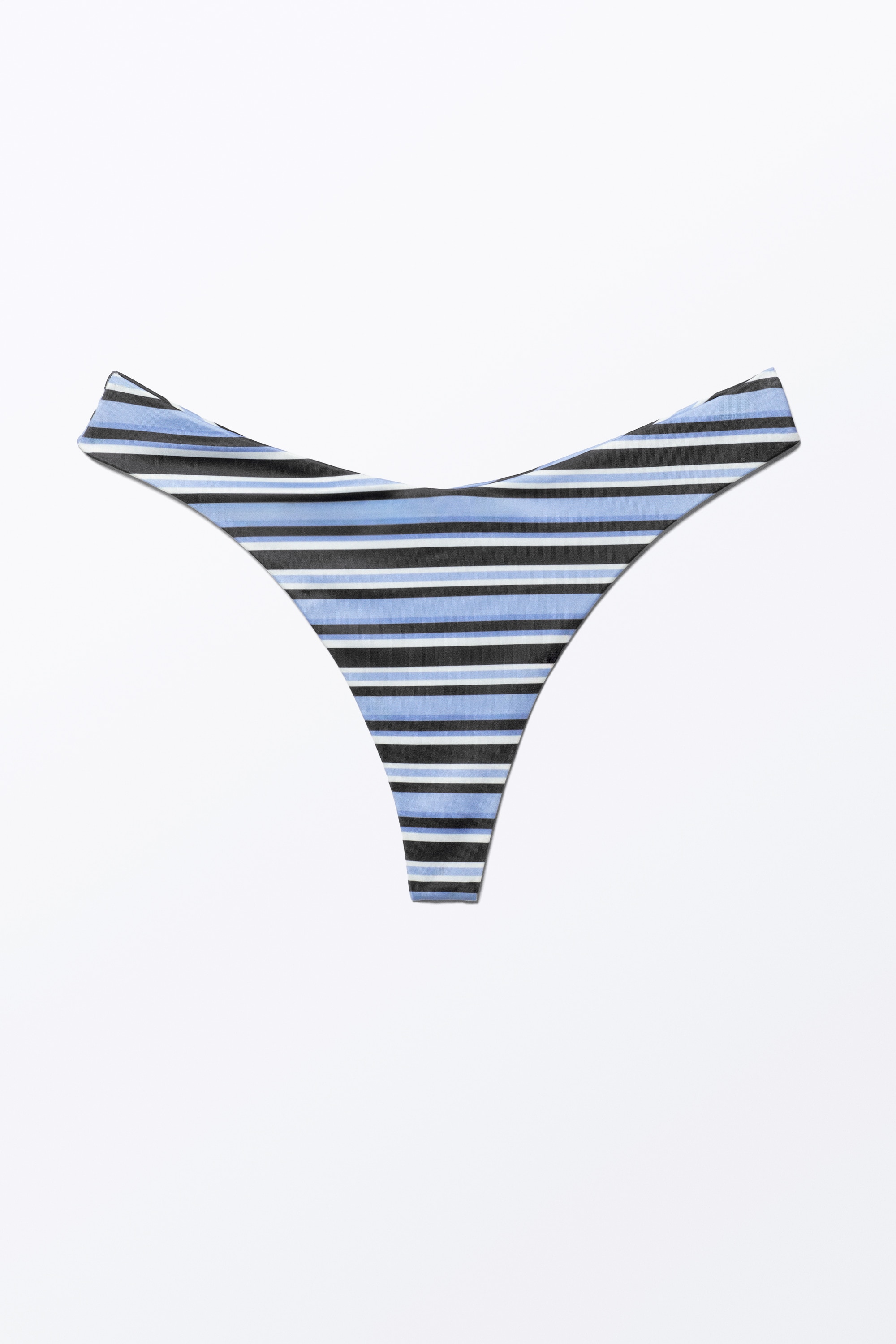 Bas de bikini string en V - Rayé bleu